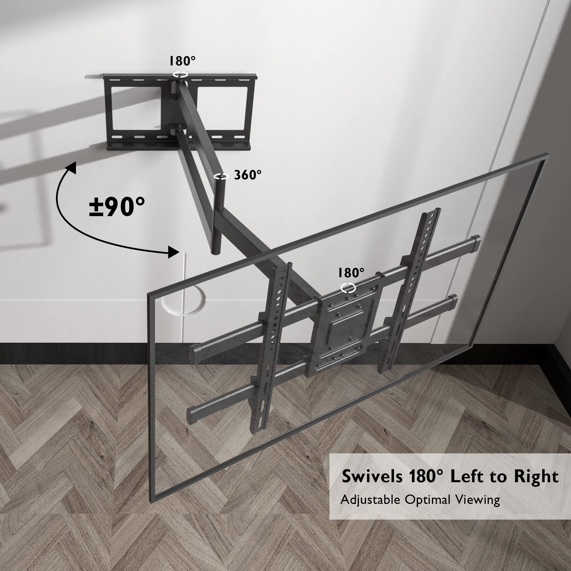 BONTEC TV Wall Mount with Extra Long Articulated Arm for 32-75 Inch TVs, Holds Up to 132lbs, Full Motion Dual Arm Long Reach TV Bracket with Tilt, Swivel, and Level Adjustment, Max VESA 600x400mm