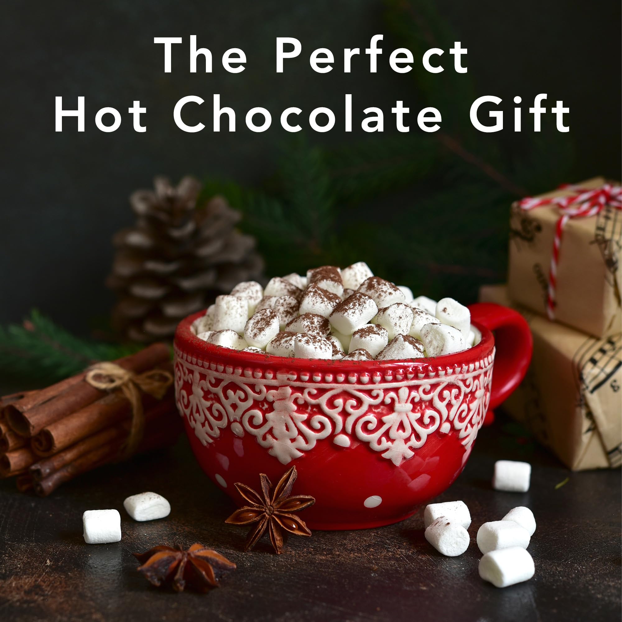 Hot Cocoa Bar Kit by Happy Packs | Includes Hot Cocoa Mix, Mini Marshmallows, Crushed Peppermint Candy, Chocolate Chips, White Chocolate Chips & Christmas Sprinkles | Premium Hot Chocolate Gift Sets