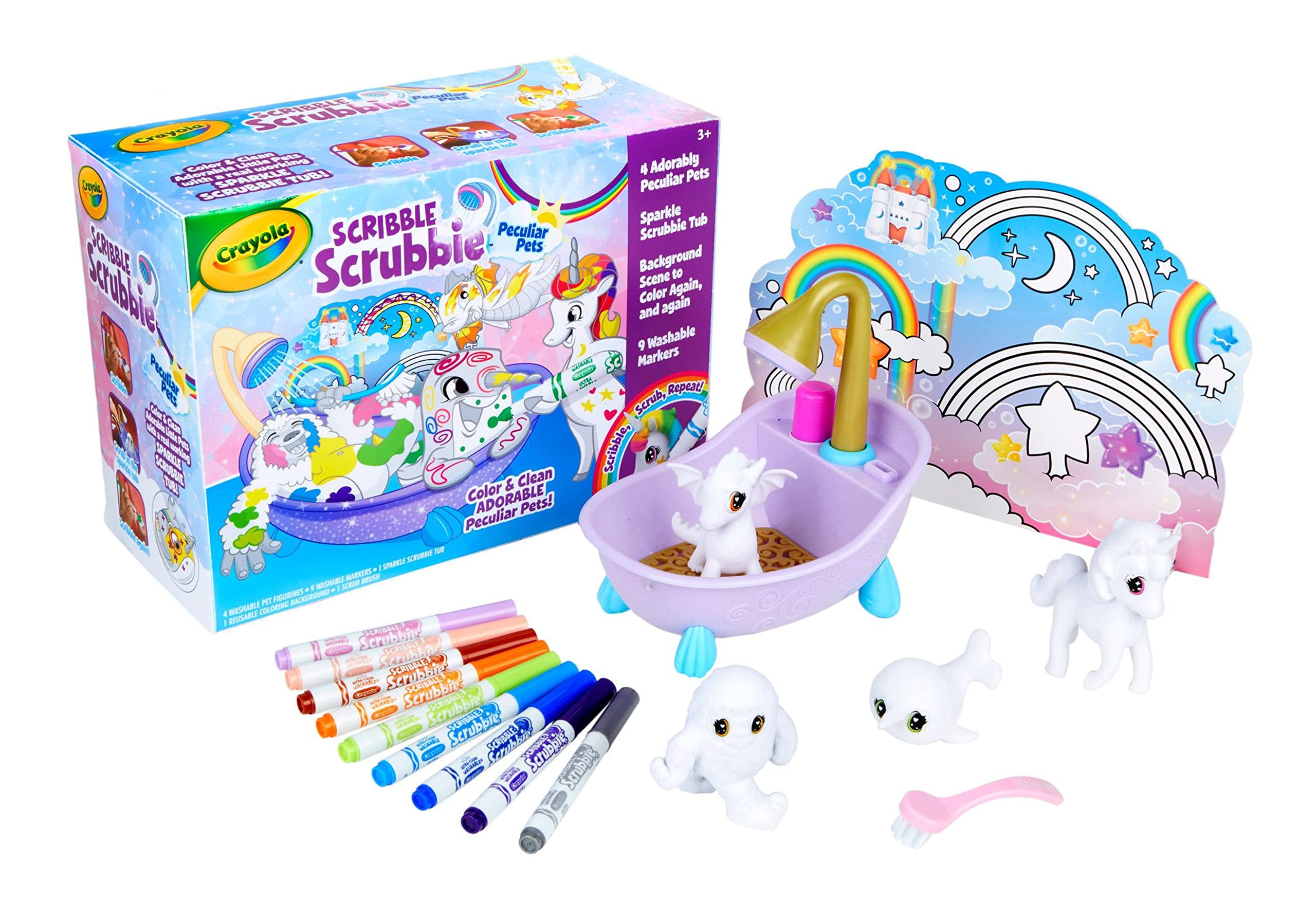 Crayola Scribble Scrubbie Peculiar Pets, Washable Pet Grooming Toy for Kids, Arts & Crafts, for Girls & Boys, Ages 3, 4, 5