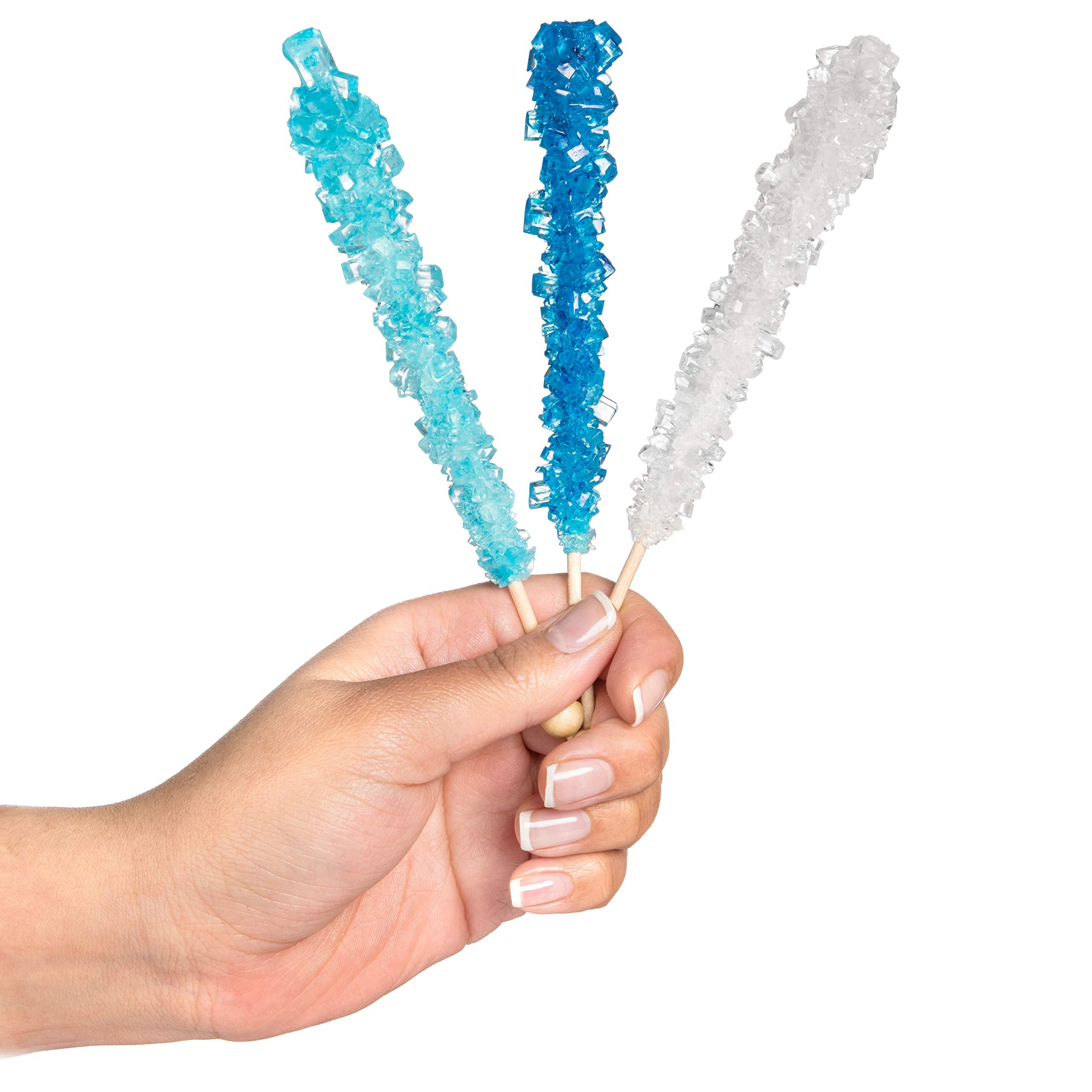 Candy Envy - Frozen Ice Rock Candy Sugar Sticks - 36 Individually Wrapped Party Treats & 4 Wands