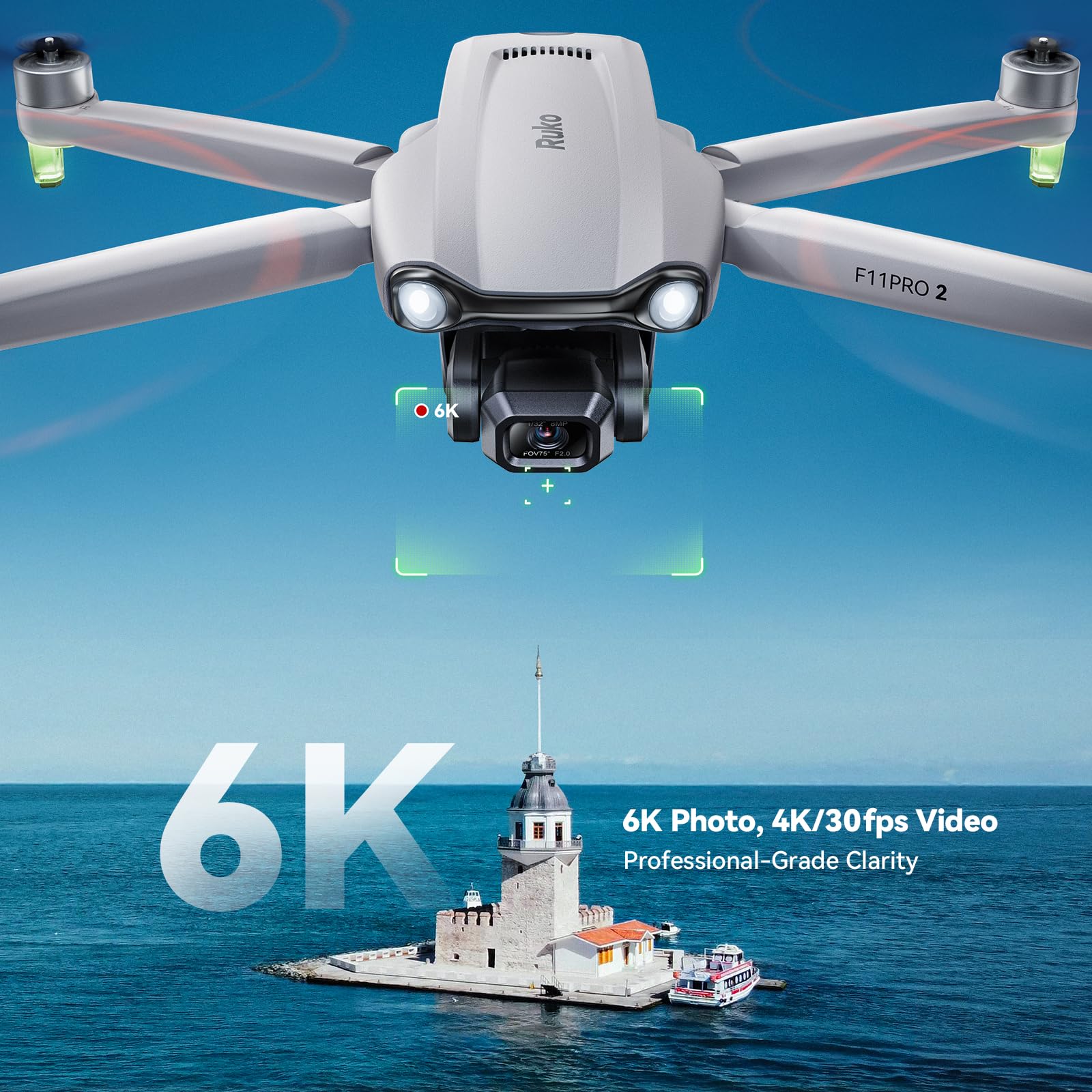 Ruko F11PRO 2 Drone with 6K Camera for Adults, 3-Axis Gimbal, 4K/30fps Video, 70-Min Flight Time with 2 Batteries, 10000ft FPV Transmission Professional Drone, Auto Return, Beginner Mode