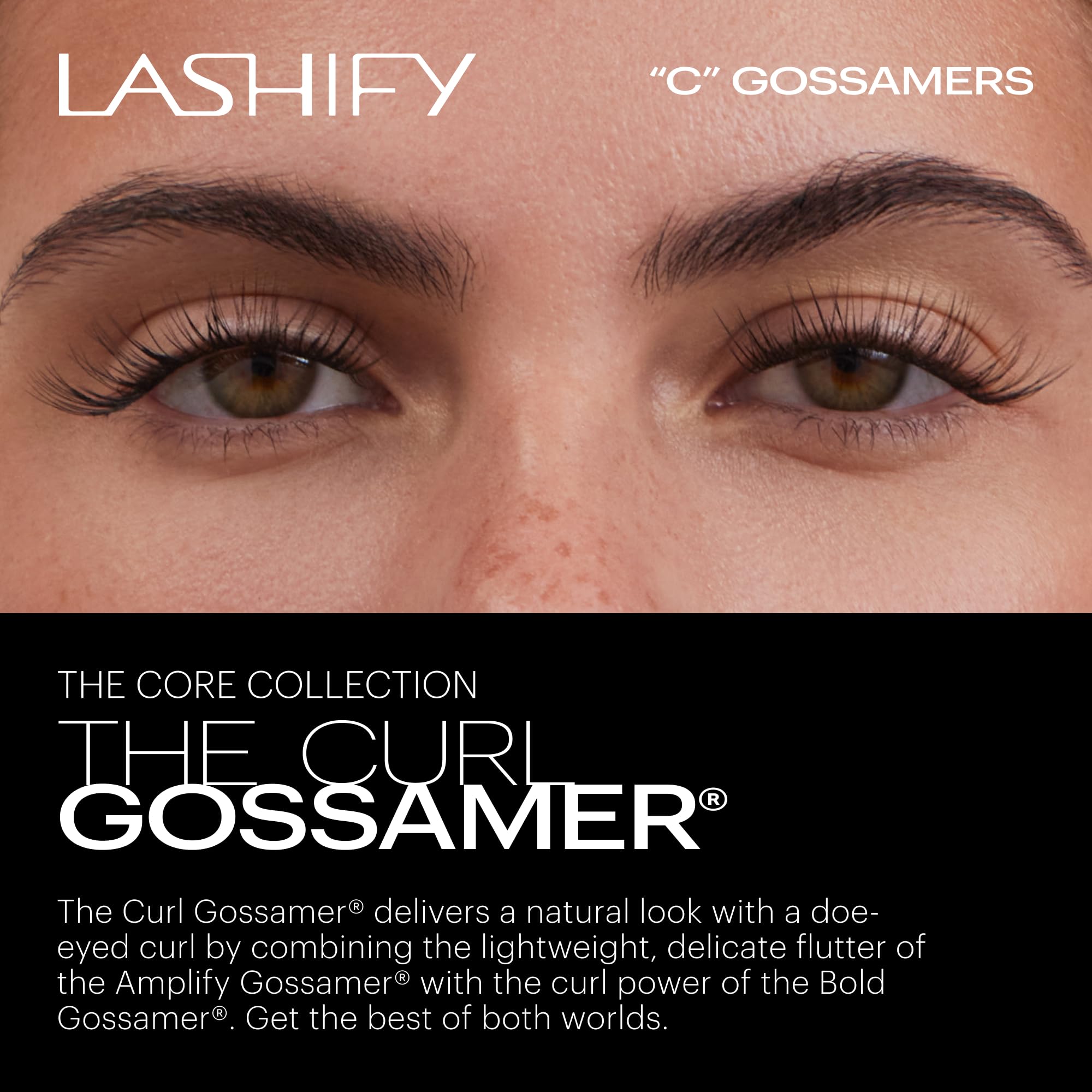 Lashify Curl 14mm Gossamer DIY Eyelash Extensions Refill, Black, Easy False Eyelashes for a Natural Look