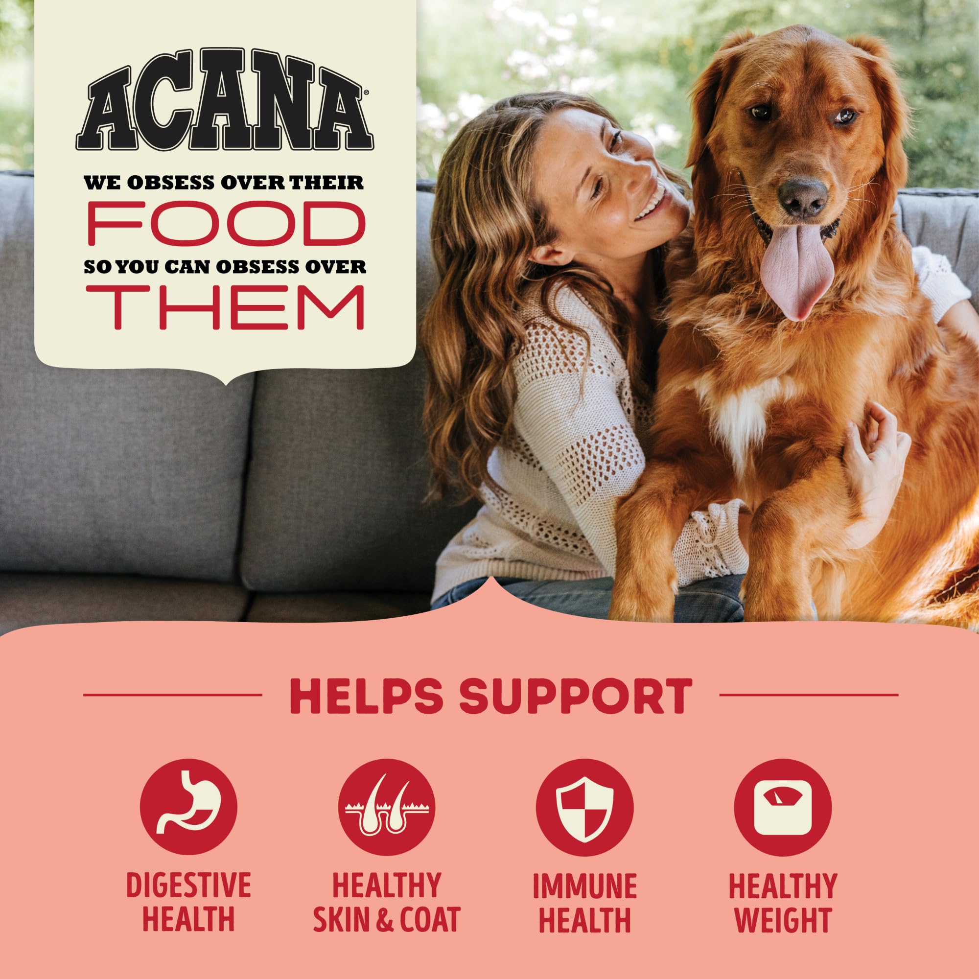 ACANA Grain Free Dry Dog Food, Red Meat Recipe, 25lb