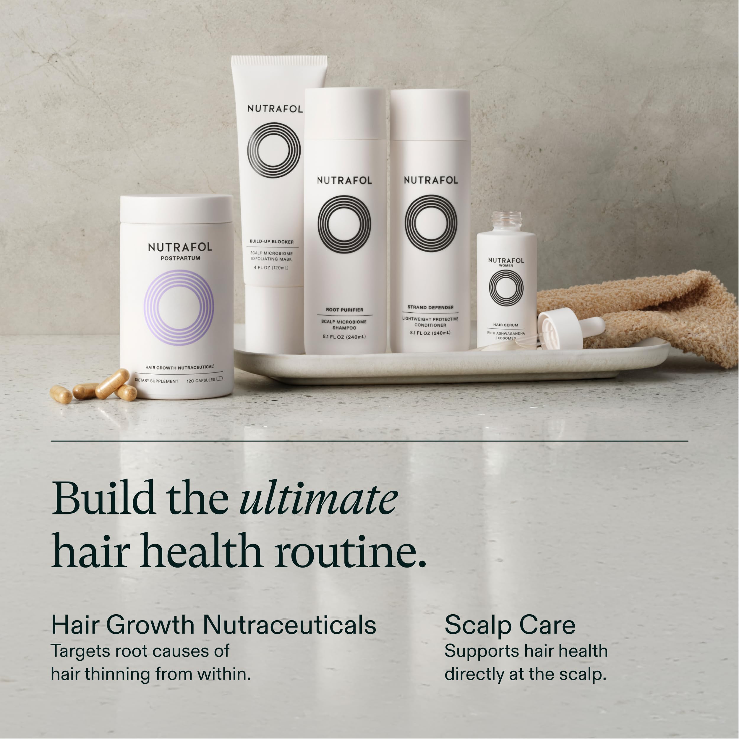 Nutrafol Postpartum Hair Growth Supplements, Clinically Tested for Visibly Thicker Hair and Less Shedding, Breastfeeding-Friendly - 2 Month Supply, 2 Refill Pouches