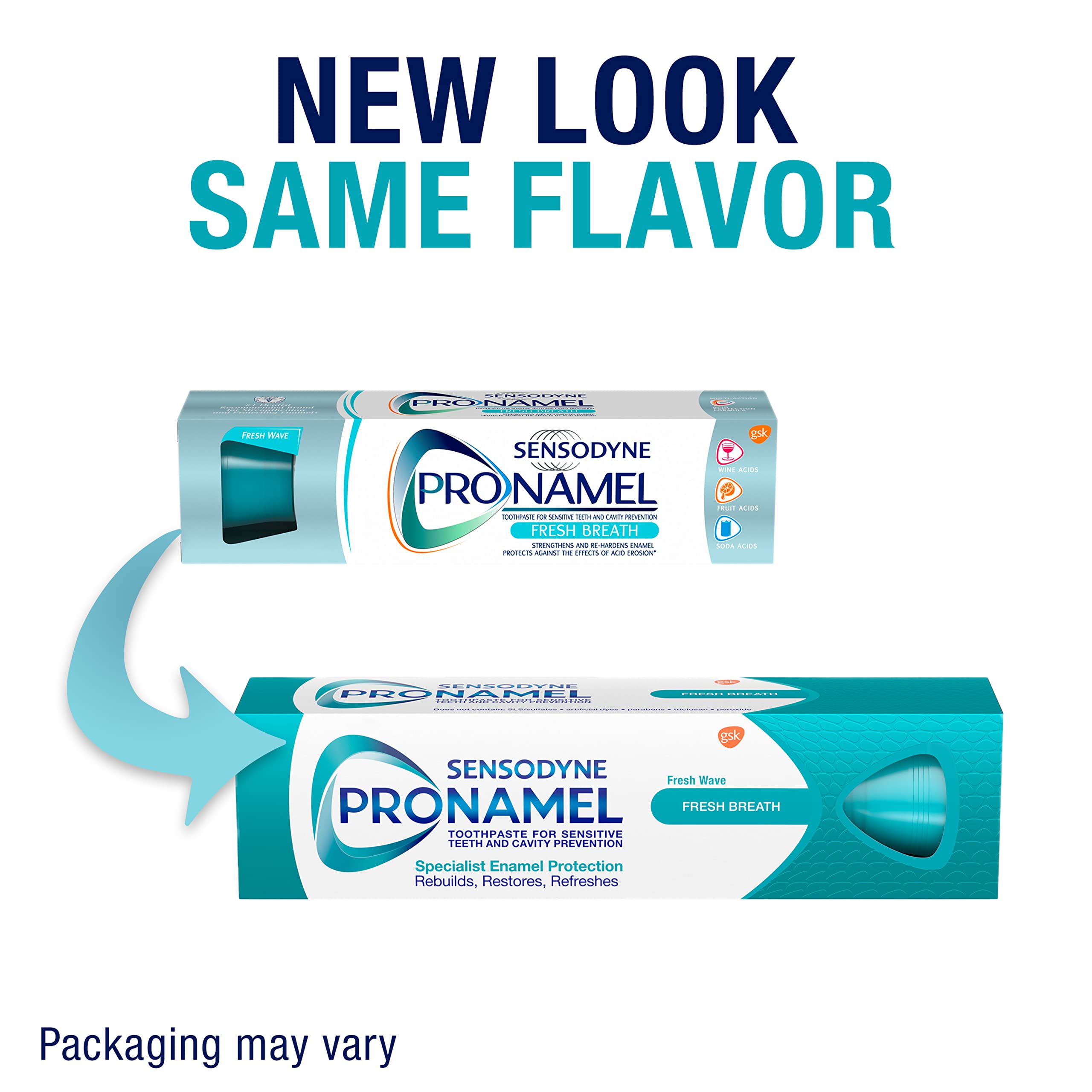 Sensodyne Pronamel Fresh Breath Enamel Toothpaste for Sensitive Teeth and Cavity Protection, Fresh Wave - 4 oz (4 Pack)