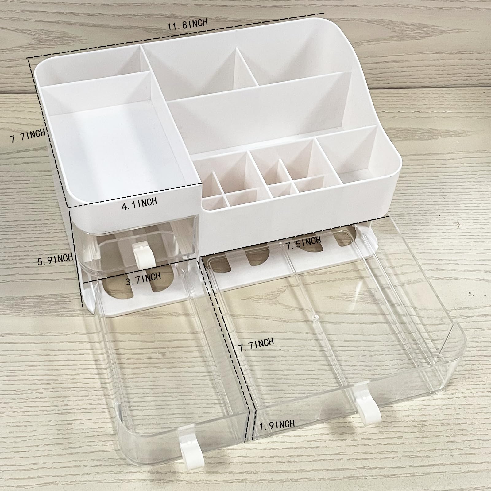 White Makeup Organizer With 3 Drawers,Large Capacity Plastic Cosmetic Storage Organizer for Dresser and Vanity,Ideal for Beauty,Perfume,Brushes,Skincare Bathroom Organizers and Storage Counter