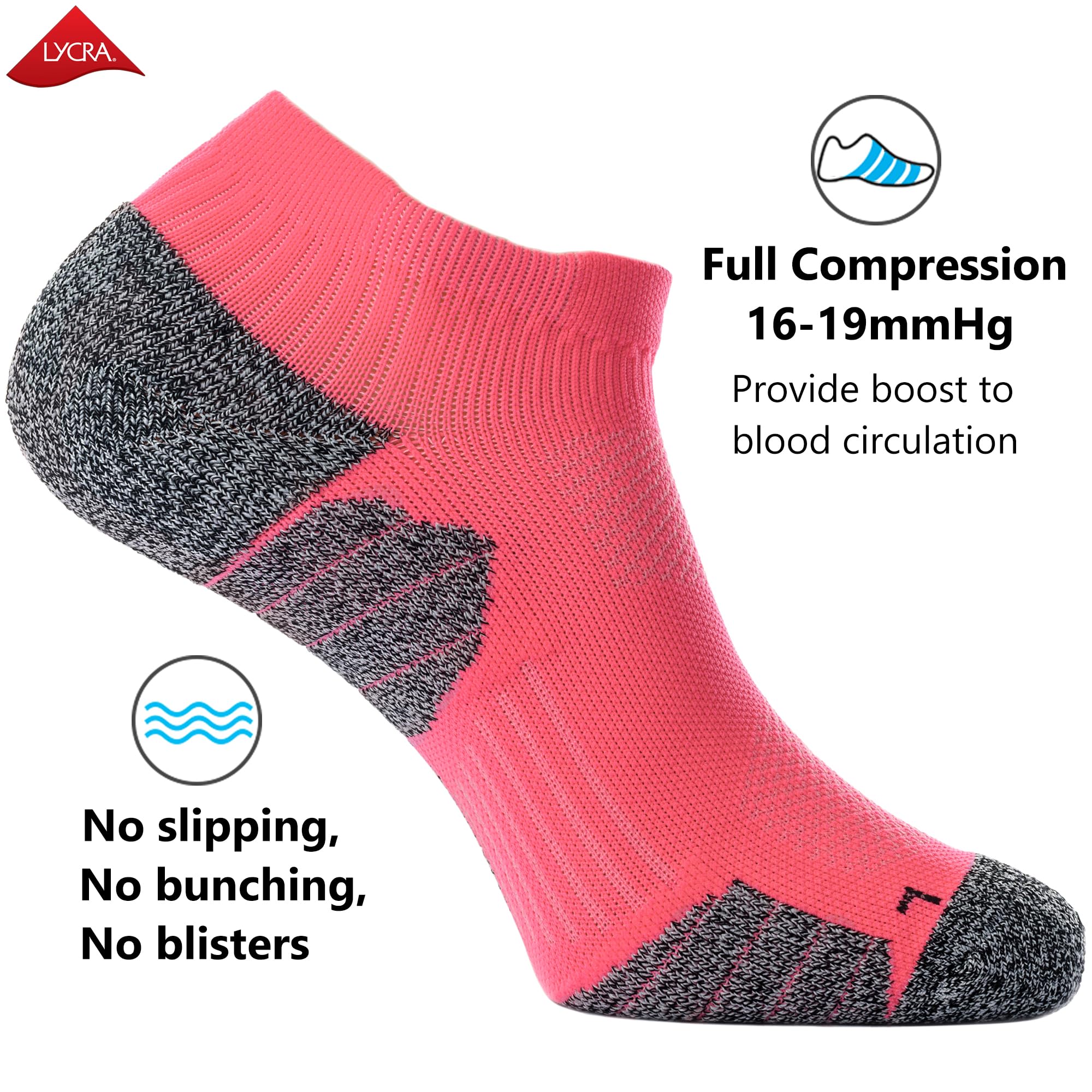 CWVLC Unisex Cushioned Compression Athletic Ankle Socks Multipack, 3-pairs Watermelon, L (10.5-13 W US/ 9-11.5 M US)