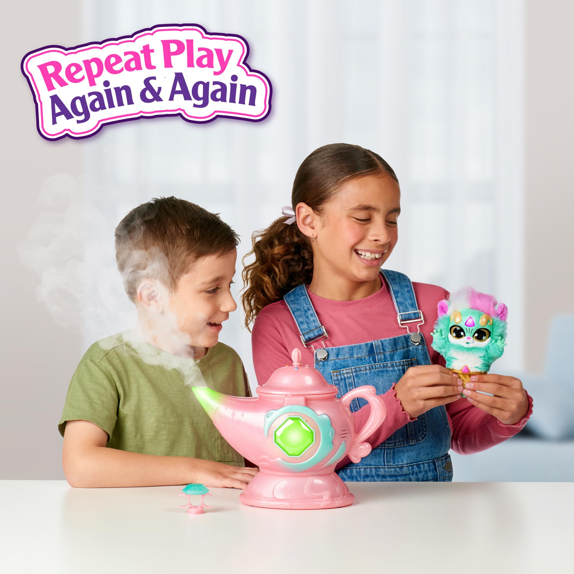 Magic Mixies Magic Genie Lamp with Interactive 8" Plush Toy and 60+ Sounds and Reactions. Reveal a Genie Mixie from The Real Misting Lamp. Gifts for Kids, Ages 5+ - Amazon Exclusive