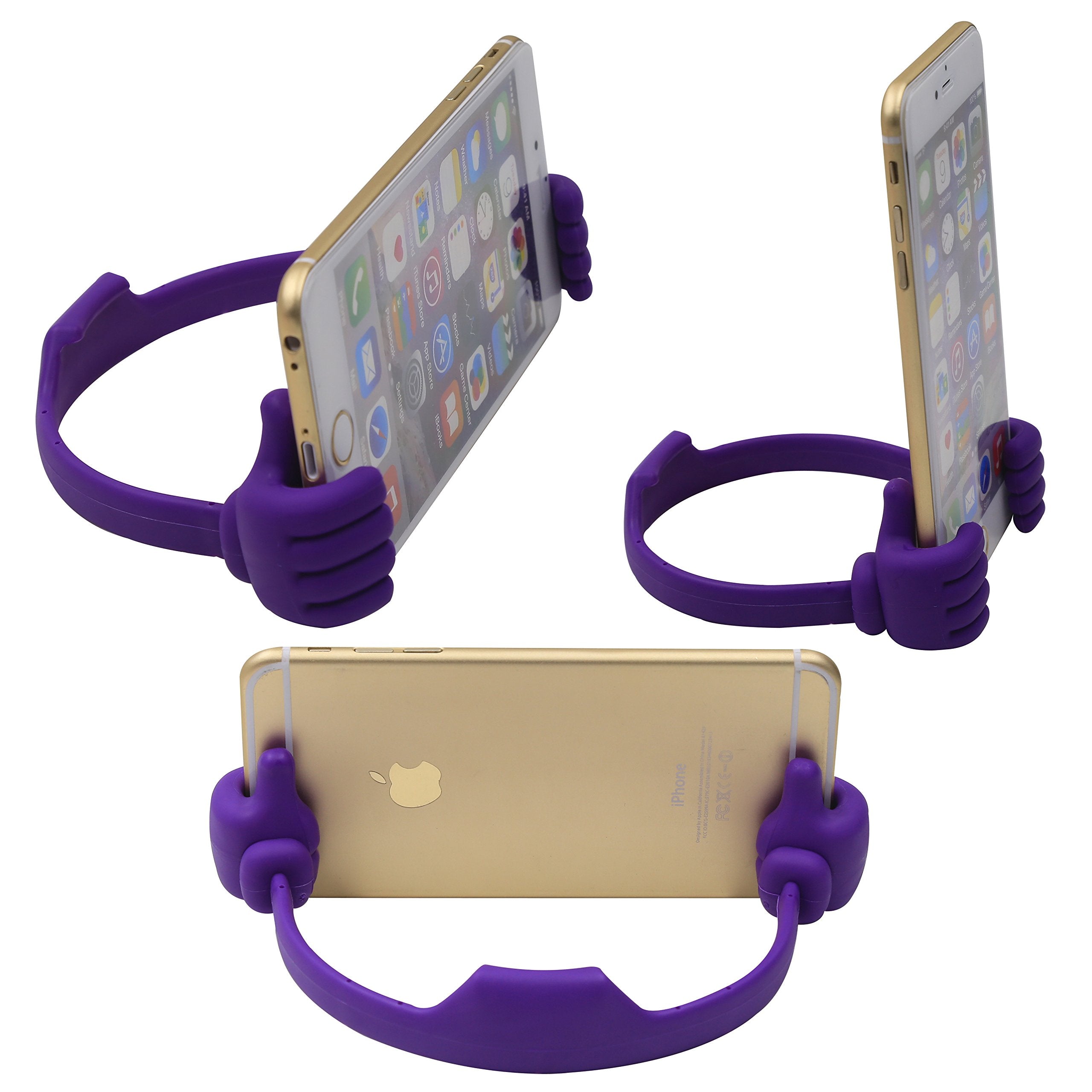 Honsky Thumbs-up Phone Stand for Tablets, E-Readers and Smart Phones - 2 Pack - Green, Purple