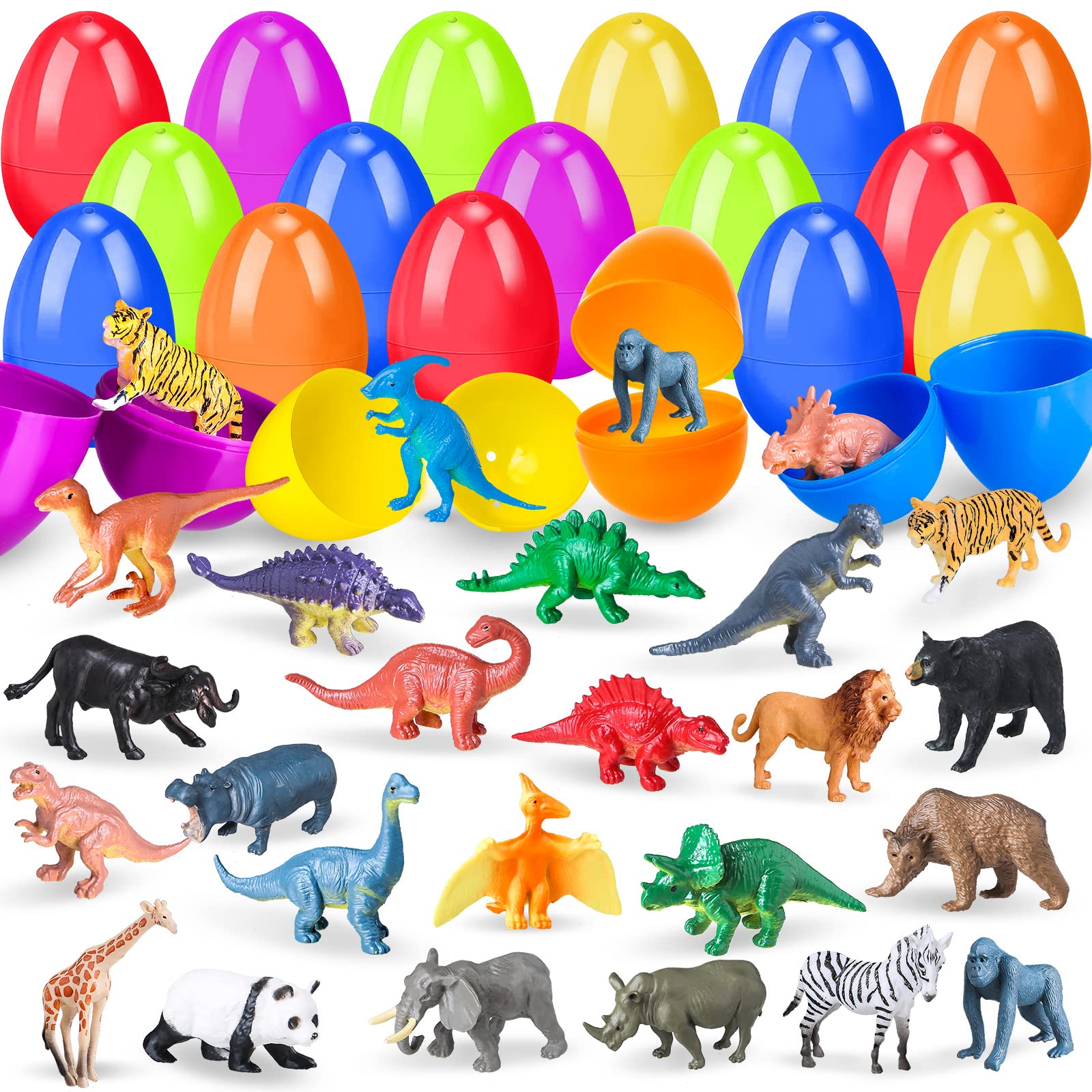 OCHIDO 24 Pack Prefilled Easter Egg Toy Easter Basket Essentials Boy Easter Basket Stuffers for Kids, Easter Egg Hunt Game