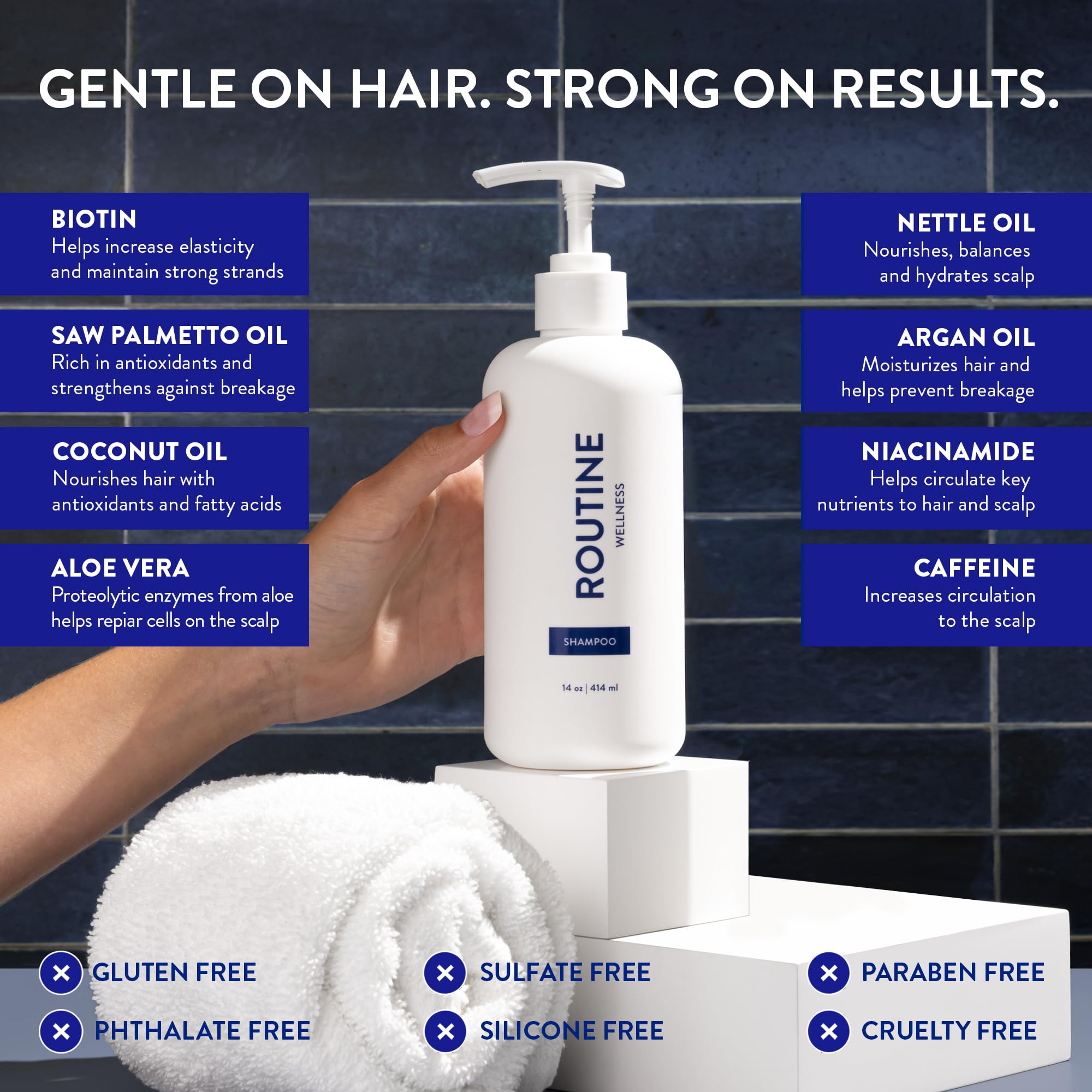 Routine Wellness Anti-Thinning Volumizing Shampoo for Thinning Hair & Hair Loss - Grow Your Confidence with Biotin & DHT Blockers - 14 oz Rose Hips