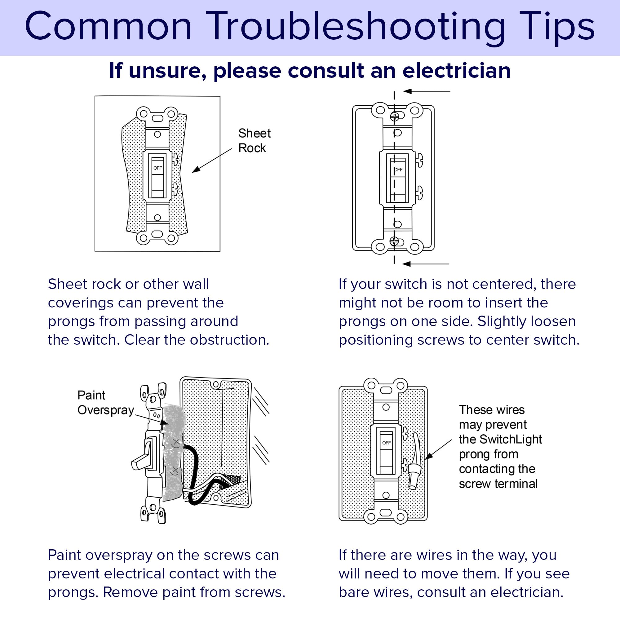 2 Pack - SnapPower SwitchLight [for Double-Gang Light Switches] - Light Switch Wall Plate with Built-in LED Night Lights - Bright/Dim/Off Options - Auto On/Off Sensor - (Toggle, White)