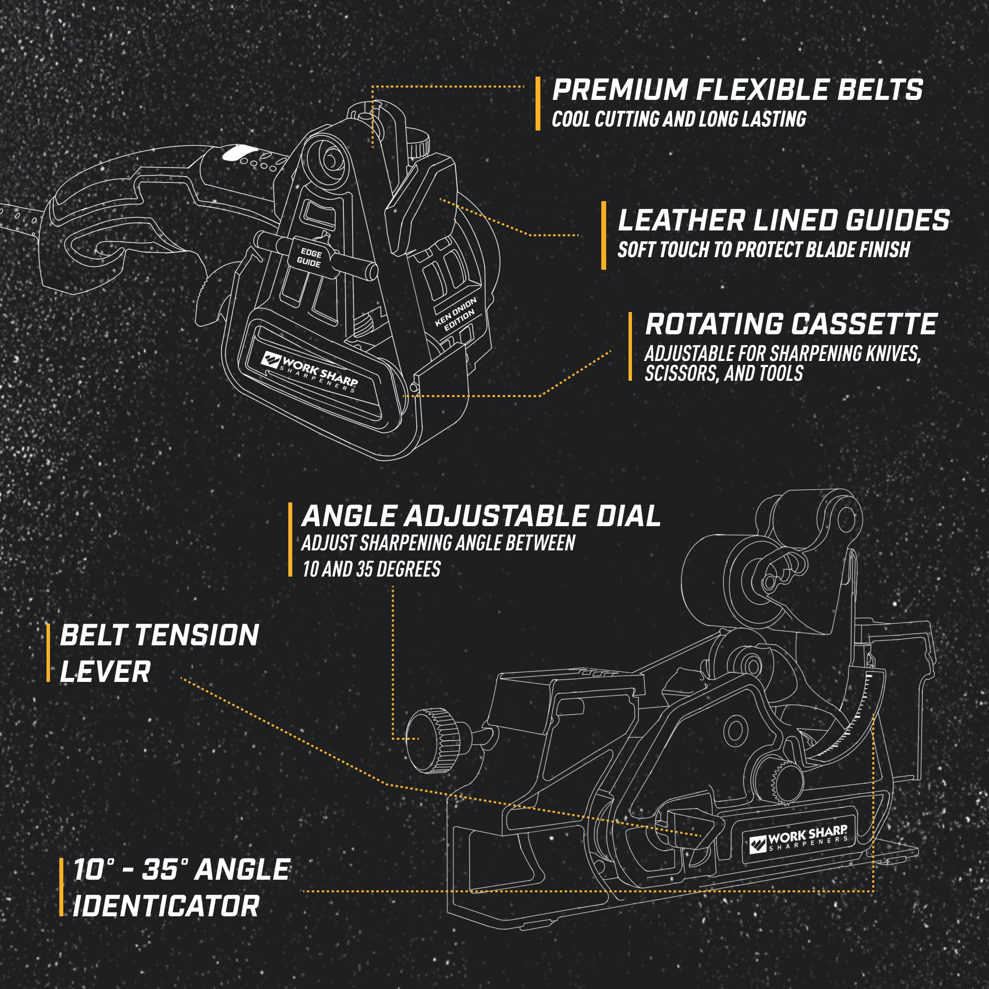 Work Sharp Ken Onion Edition Knife & Tool Sharpener Elite Mk2 - Adjustable Knife Sharpening System with Blade Grinding Attachment