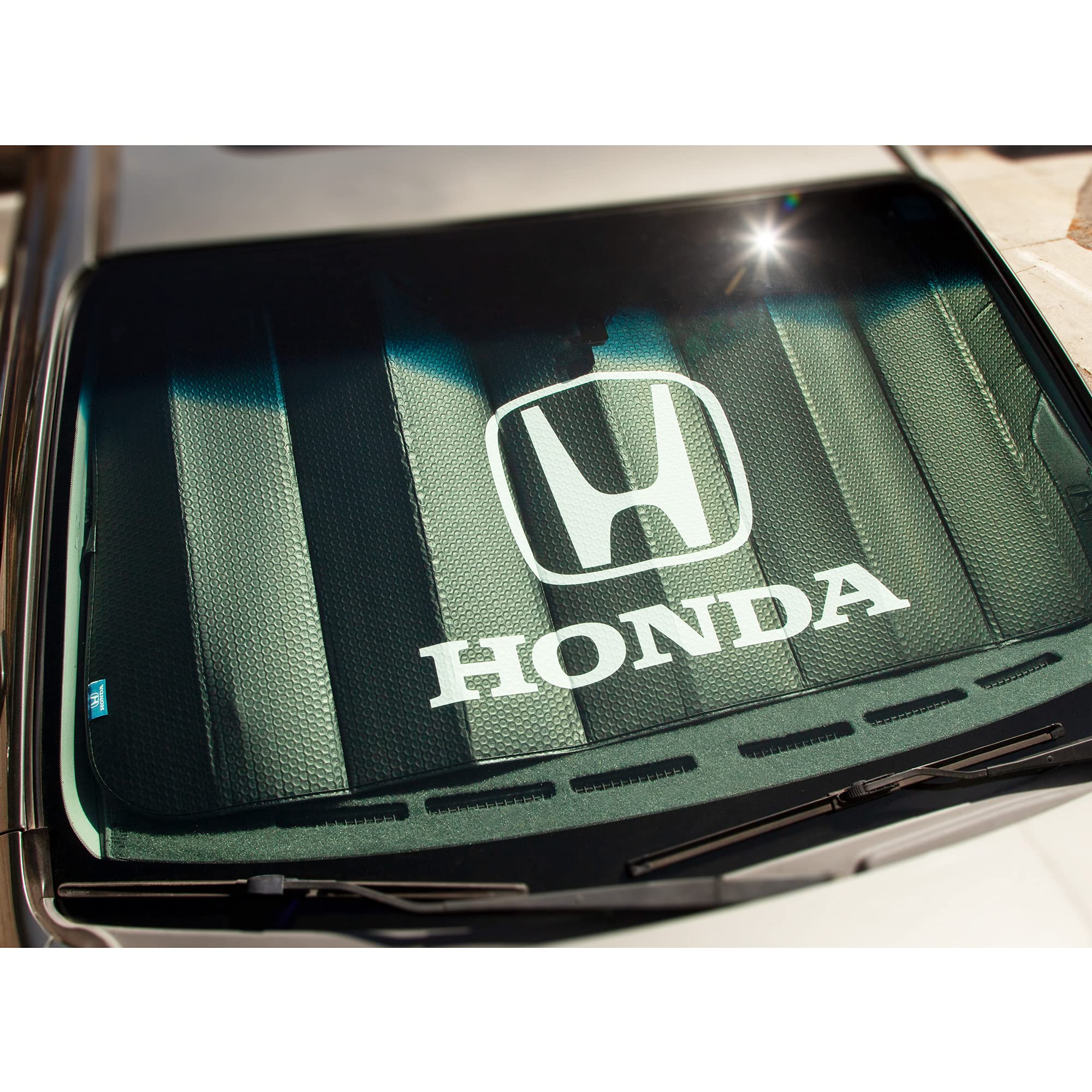 Plasticolor 003939W01 Honda Black Matte Accordion Sunshade White Logo 26.75 inches Tall x 57 inches Wide