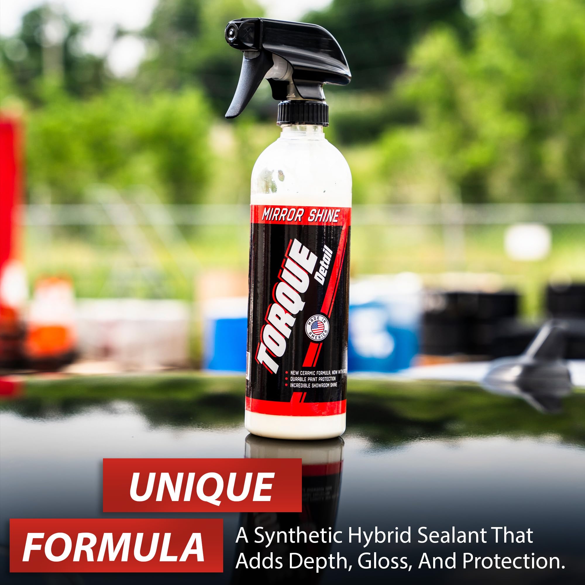 Mirror Shine - Super Gloss Ceramic Wax & Sealant Hybrid Spray by Torque Detail - Showroom Shine w/Professional Detailer Protection - Quickly Applies in Minutes, Each Coat Lasts Months - 16oz Bottle