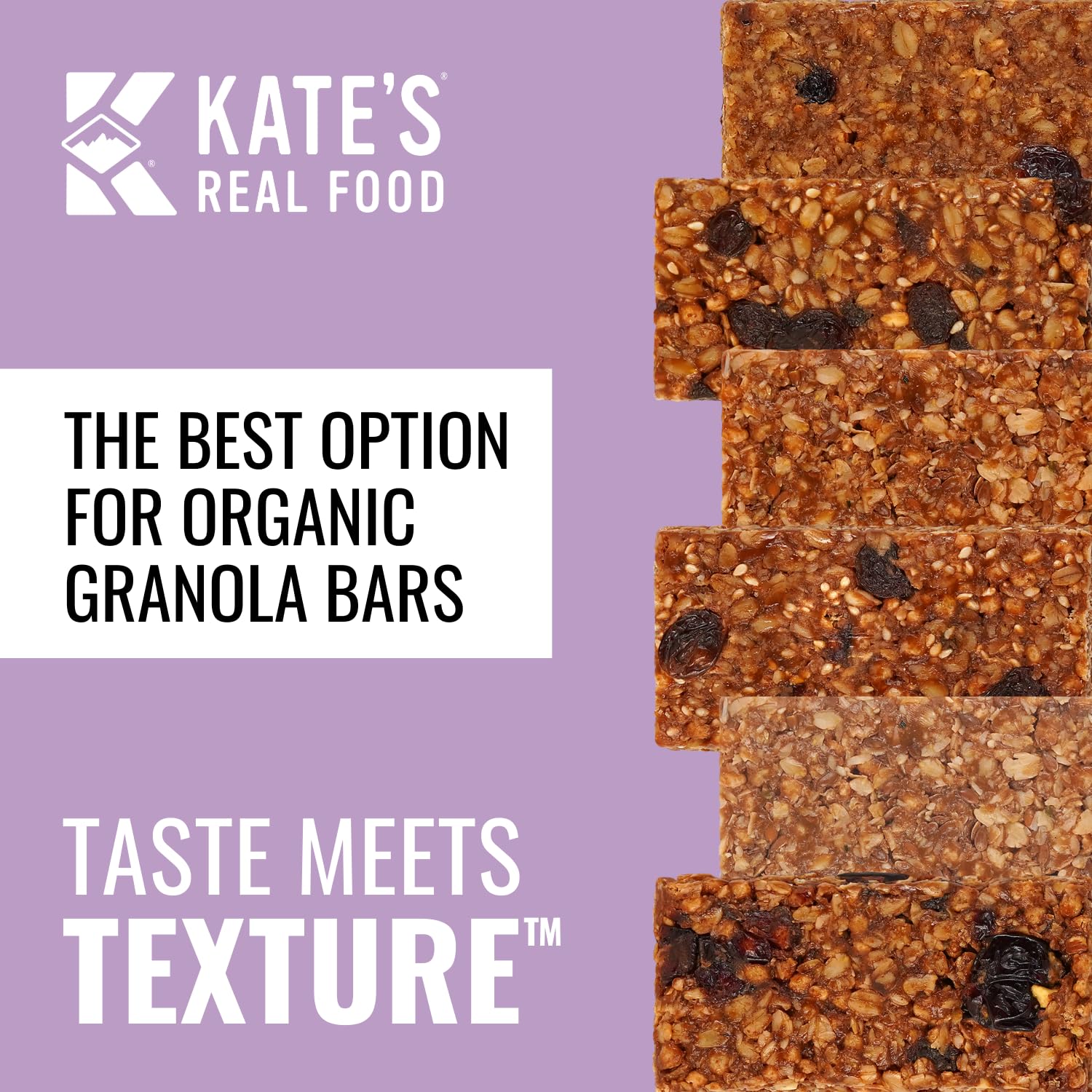 Kate’s Real Food Organic Granola Bars - Snack & Share Variety Pack (2.2 oz, Pack of 12) - Organic Energy Bars Made with Gluten Free Oats - Non GMO, Soy Free, Whole Grains, and All Natural