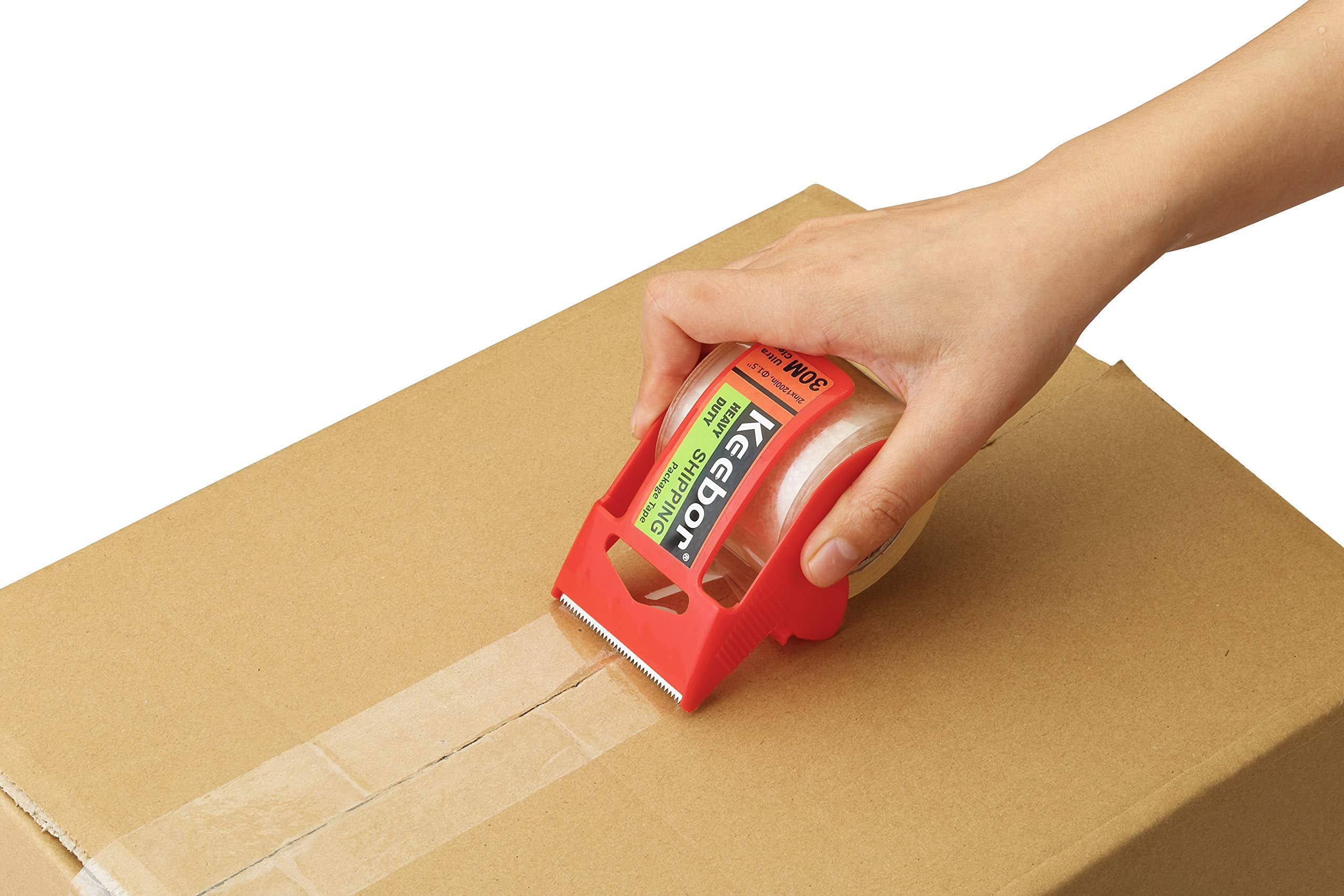 Packing Tape with Dispenser, 12 Rolls Clear Shiping Package Tape, 2'' x 32.8 yd, 1.5'' Core, Designed for Packing, Shipping & Mailing