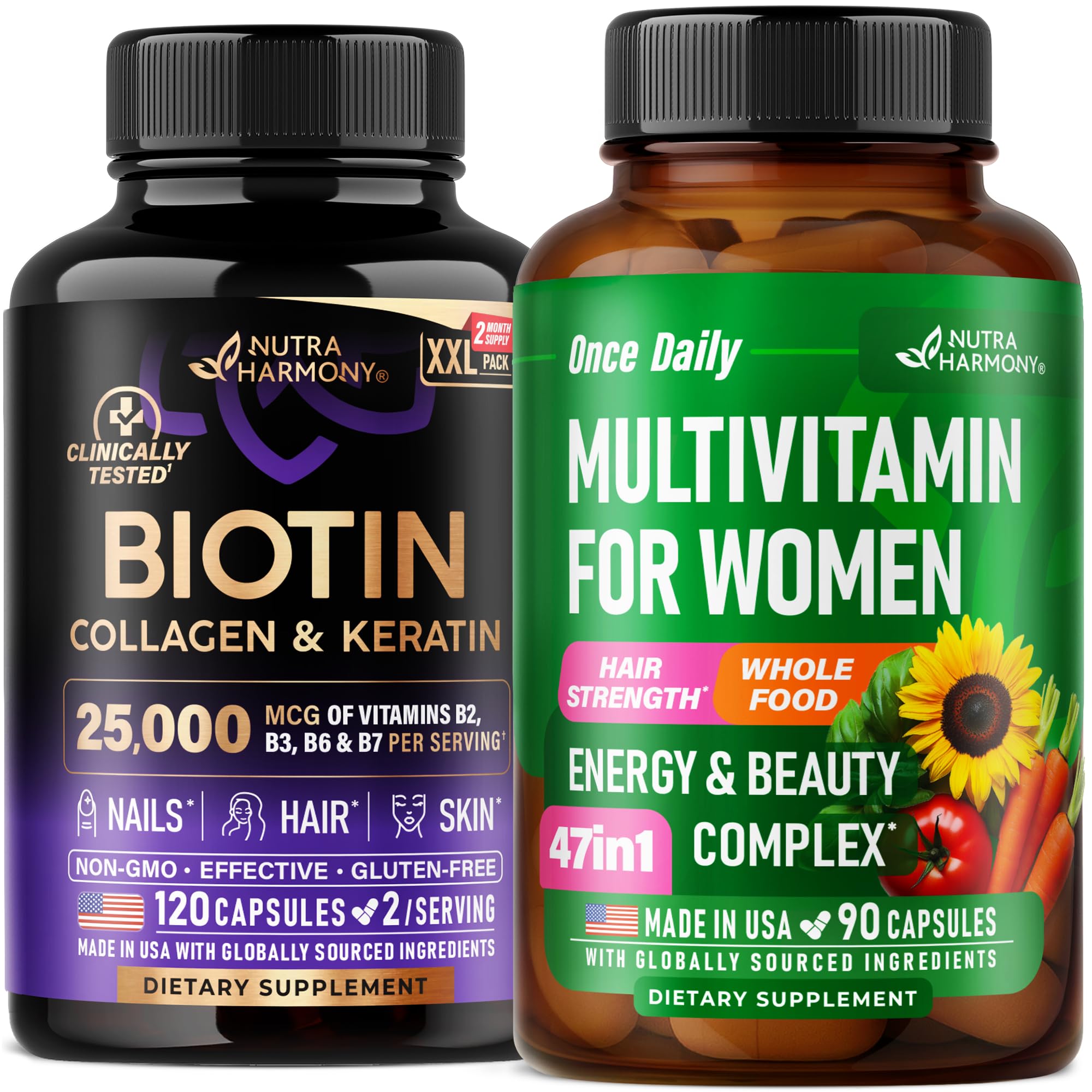 NUTRAHARMONY Biotin, Collagen, Keratin & Multivitamins for Women Capsules