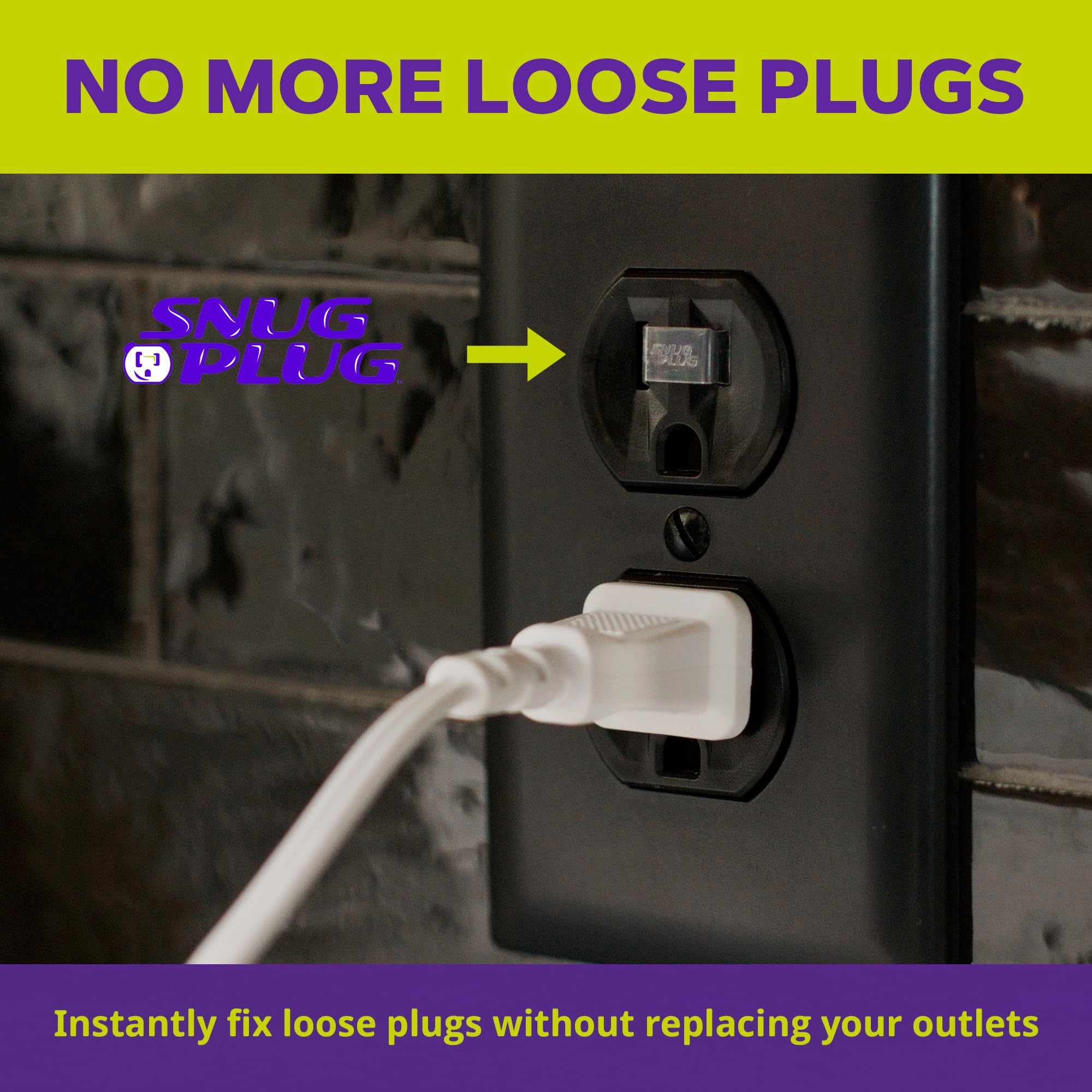 Snug Plug Loose Outlet Plug Fix & Outlet Insert | Prevent Plug from Being Unplugged & Save Money On Electricians – Clear Plastic Plugs for Outlets Keep Loose Plugs Secure – 10-Pack