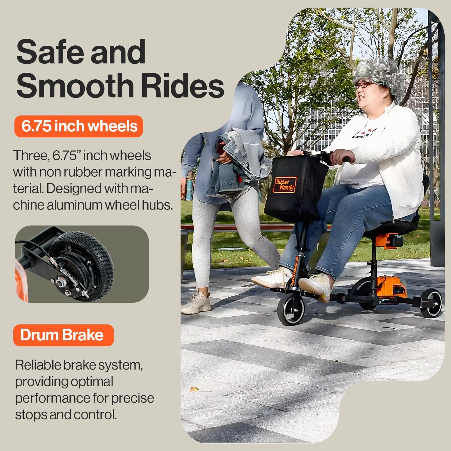 SuperHandy Passport Mobility Scooter for Adults- Foldable, 3 Wheel, Airline Travel Friendly - 13 Mile Range, Includes 2 Removable 44.4V Lithium-ion Batteries & Charger (275 Lbs)