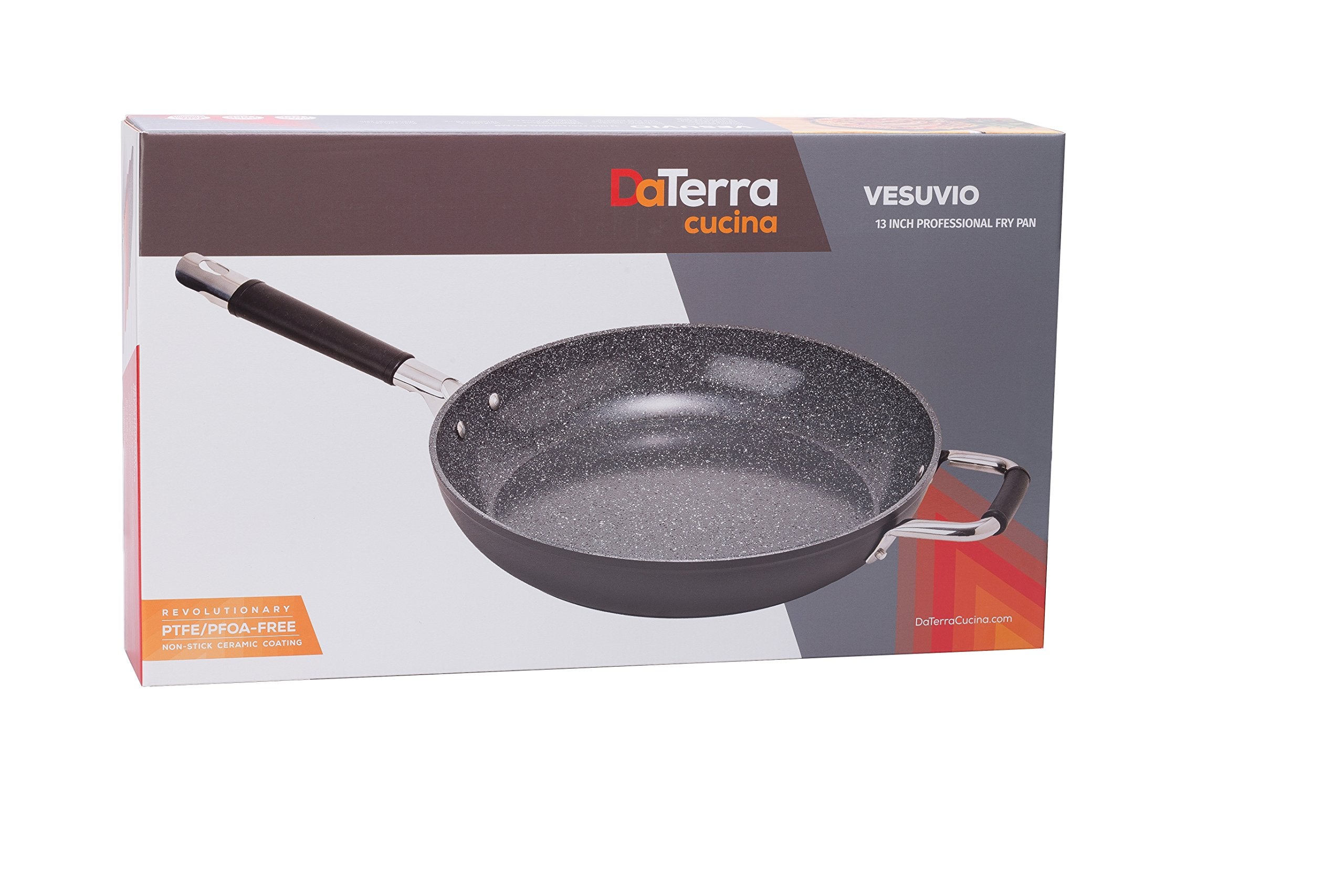DaTerra Cucina 13” Nonstick Frying Pan | Made in Italy | PTFE, Cadmium, Lead and PFOA free proprietary nontoxic ceramic coating