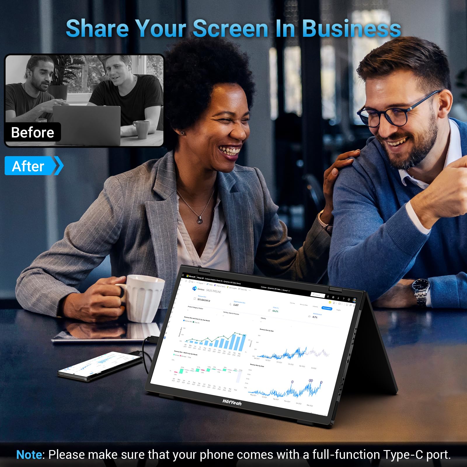 HotYeah Triple Laptop Screen Extender, 15.6'' Dual Stacked Monitor (Windows/MAC), USB-C HDMI 1080P IPS Extended Monitor, Plug & Play, Folding Monitor Extender w/Kickstand & 180°Rotation