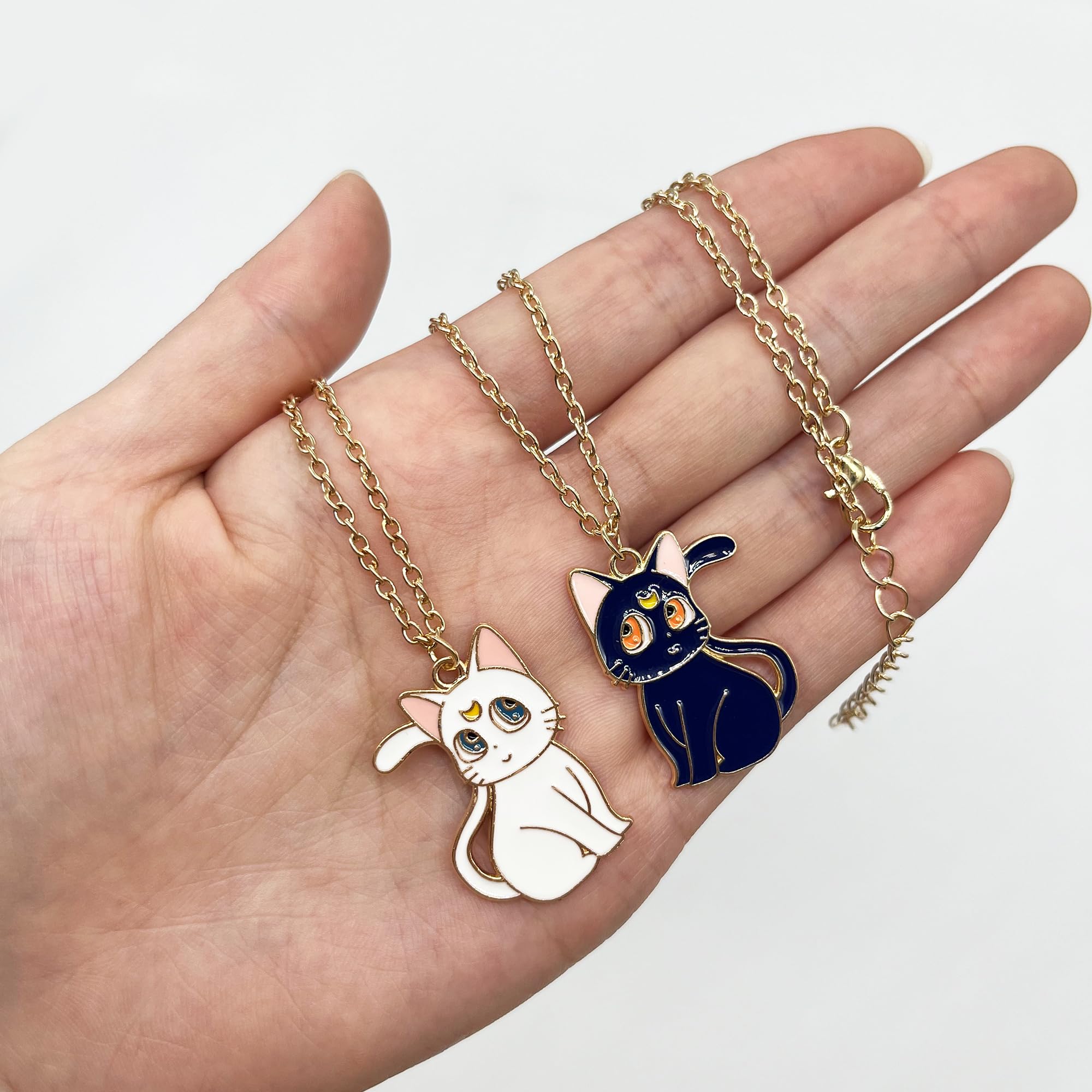 KHBKFW Best Friend Cat Necklace Gifts Cartoon Cat Bff Necklace for 2 For Gift Women