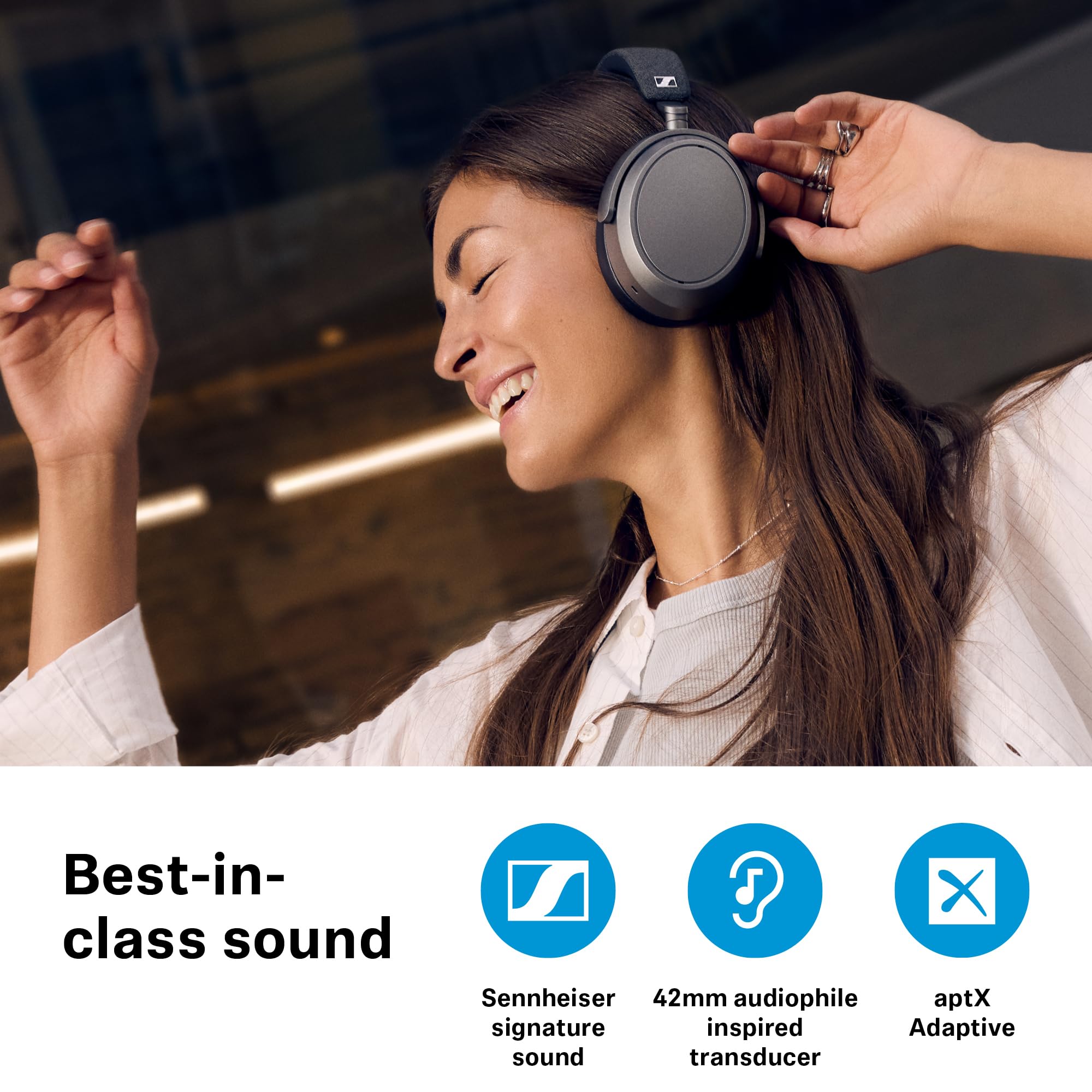 Sennheiser Momentum 4 Wireless Headphones, Bluetooth for Crystal-Clear Calls w/Adaptive Noise Cancellation, 60h Battery Life, Customizable Sound & Lightweight Folding Design, Graphite