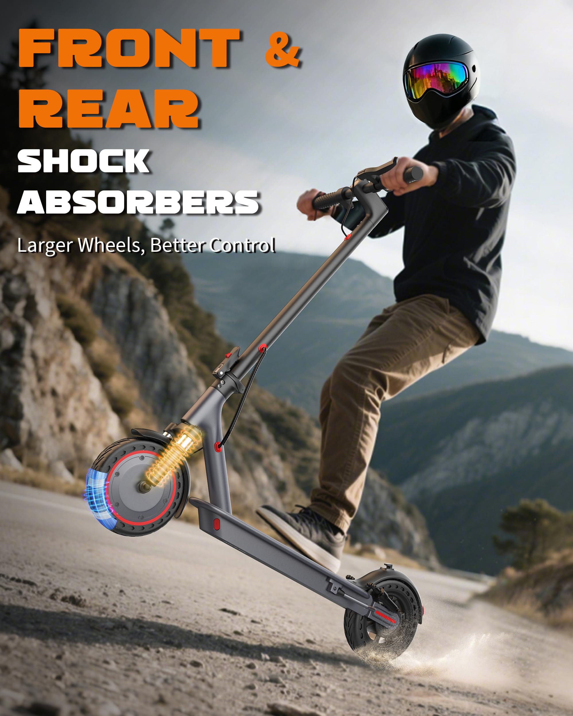 VOLPAM 10Inch Electric Scooter for Adult, Dual Suspension, 21/31MPH Top Speed, 500W/800W Powerful Motor, 22/31 /35/40/60Miles Long Range, Dual Braking, Max Load 264 lbs