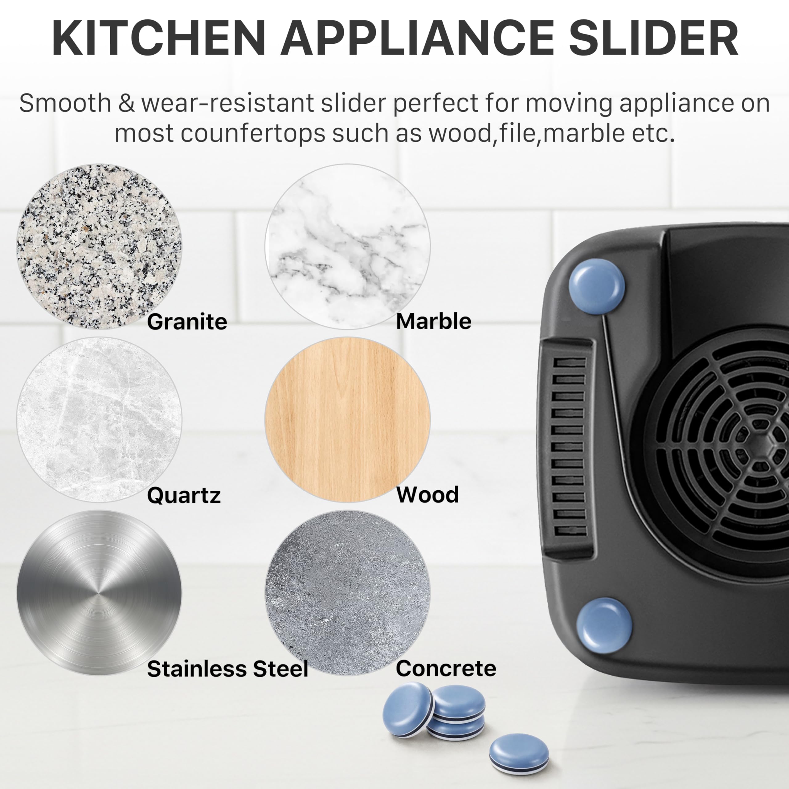 Appliance Sliders for Kitchen 24 PCS Self-Adhesive Small Kitchen Finds Appliance Slider Hacks Easy to MovIing & Space Saving Must Have Home Gadgets Mixer Accessories for Countertop