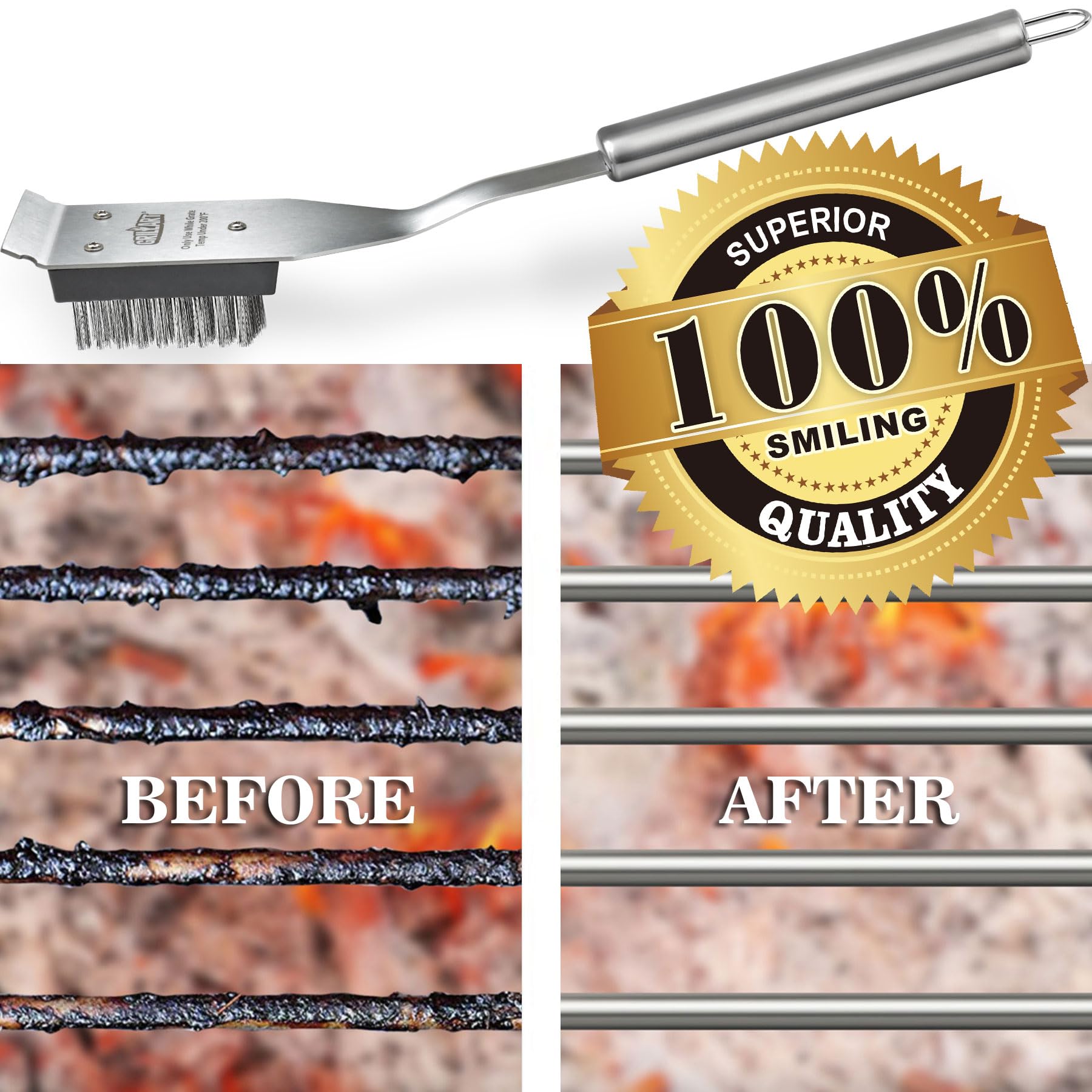 GRILLART Grill Brush and Scraper, Wire BBQ Grill Brush for Outdoor Grill, 16.5” Grill Cleaning Brush BBQ Grill Accessories, Safe Grill Cleaner Brush-Ideal Gift for Men/Dad BBQ Brush for Grill Cleaning