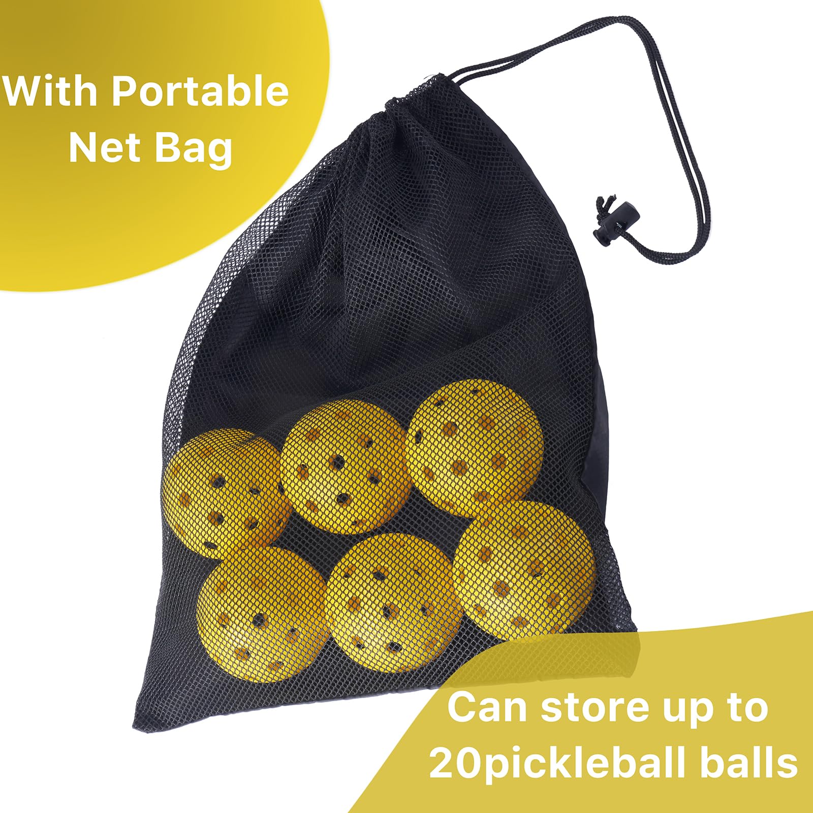 Terwdusy Pickleball Balls, 6 Pack Indoor & Outdoor Pickleball Balls with Mesh Bag, Pickle Balls Complies with USAPA Regulations 40 Holes, for All Style Pickleballs Paddles, Beginner