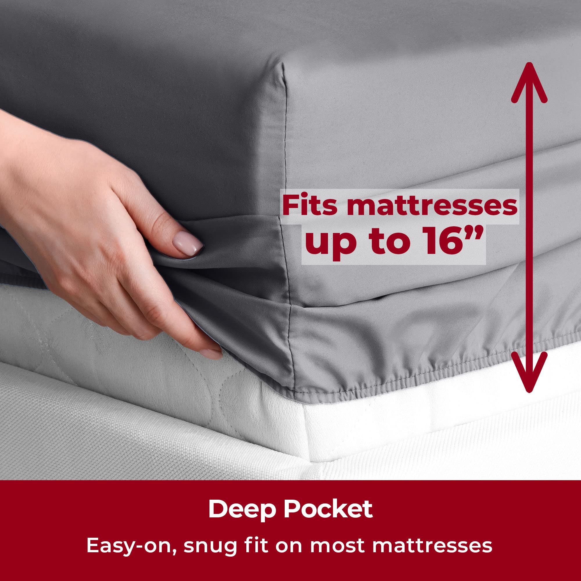 Mellanni 4PC Bed Sheet Set + 6PC Bed Sheet Set Bundle&Save - 10 Piece Iconic Collection Bedding Sheets & Pillowcases - Bundle Includes: 2 Flat Sheets, 2 Fitted Sheet and 6 Pillow Cases (Queen, Gray)