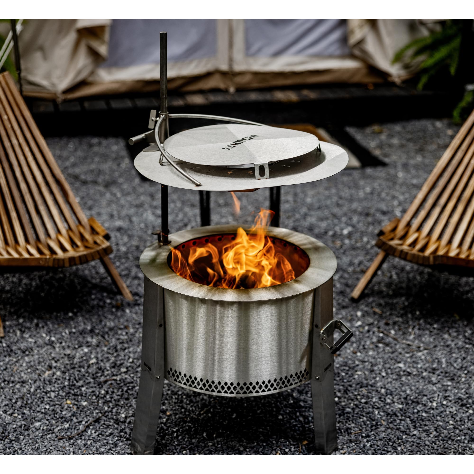 Breeo Outpost™ Heat Deflector X19 / Y Series - Compatible with X19 & Y Series Smokeless Fire Pits - Maximize Hot Airflow - Stainless Steel, USA Made - Live-Fire Cooking Accessory (Heat Deflector ONLY)