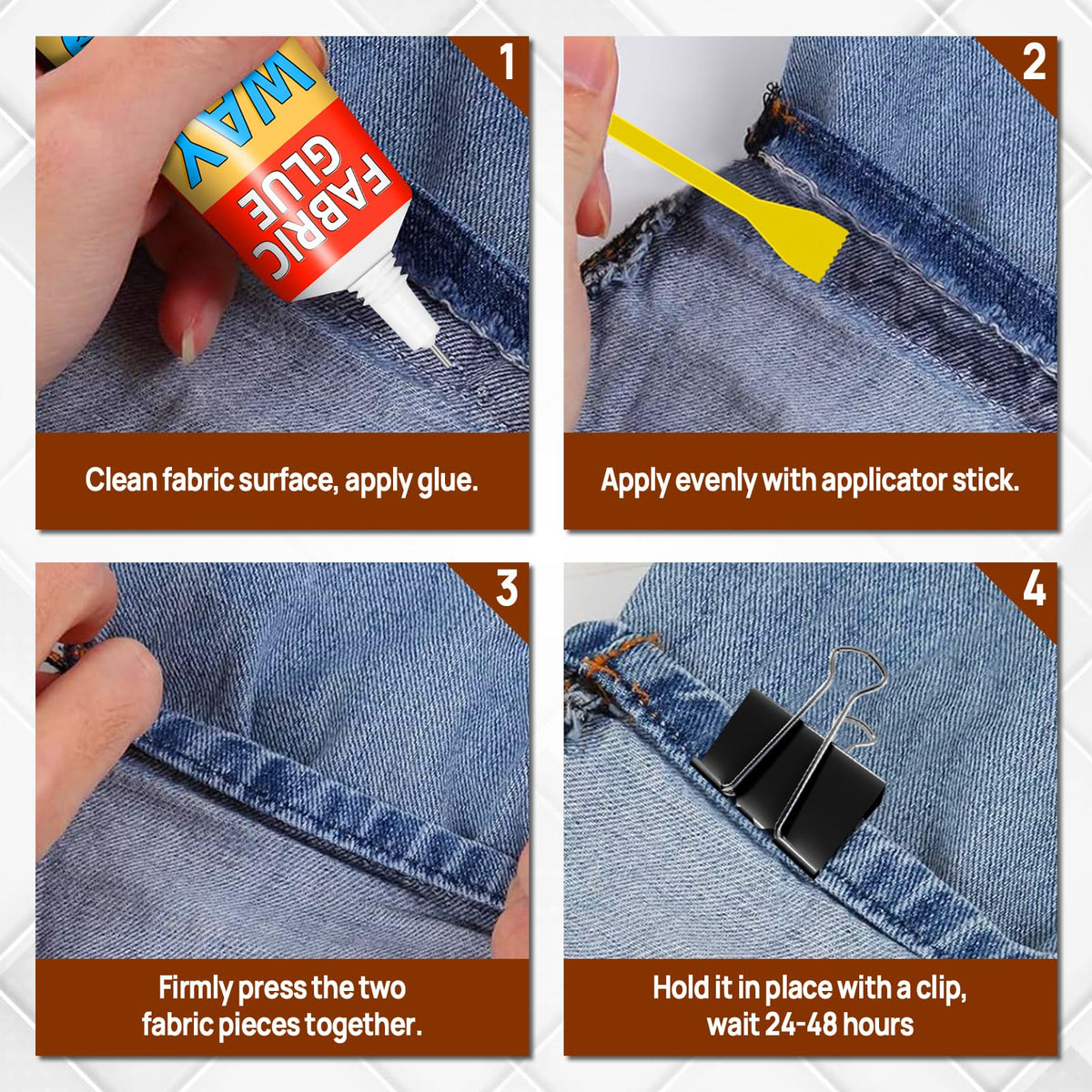 2PCS Fabric Glue, Strong Fabric and Leather Adhesive Permanent Clear Washable Clothing Glue for All Fabrics, Cotton, Flannel, Denim, Leather, Polyester, Doll Repair, 24 Hours Dry and Waterproof