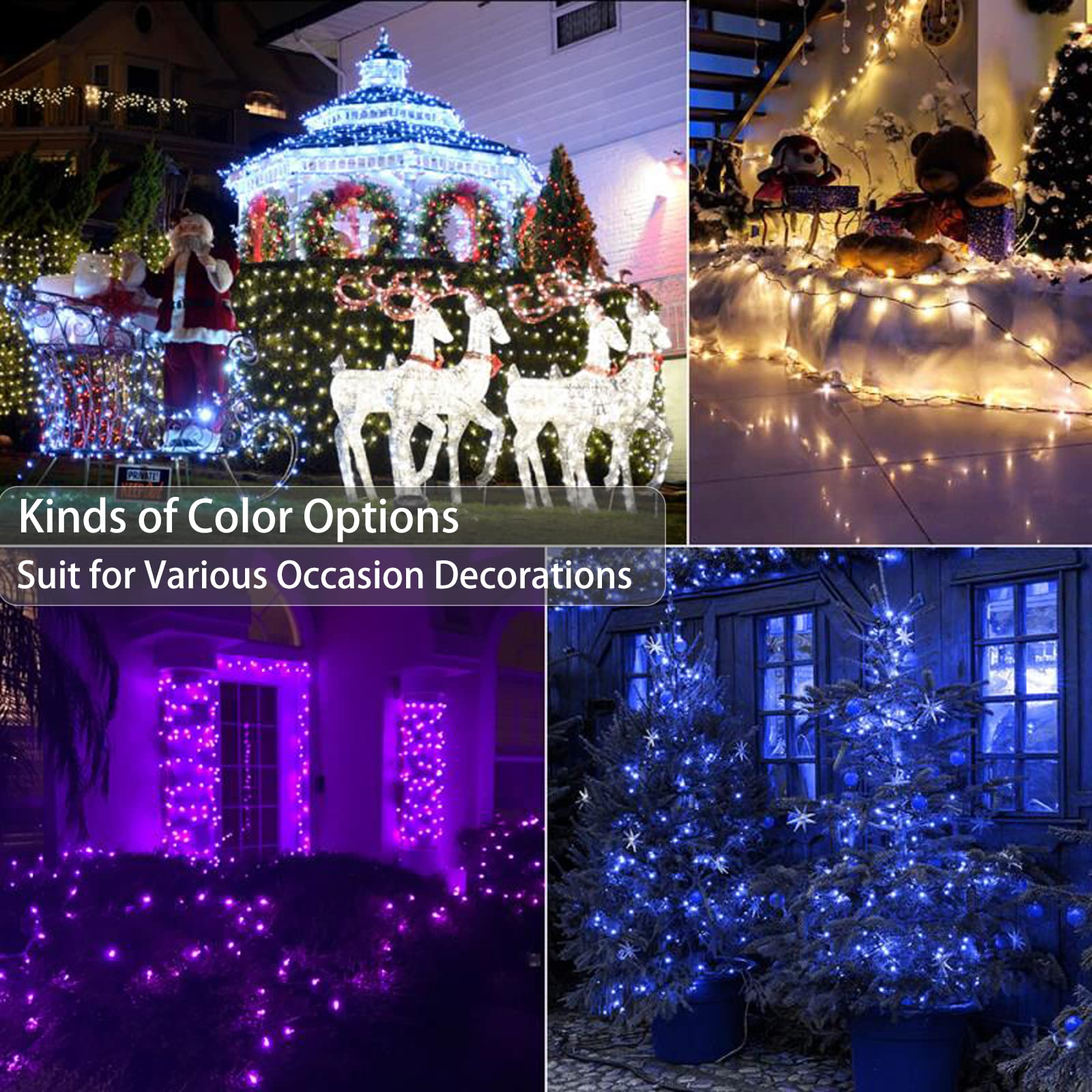 Brizled Color Changing LED Christmas Lights, 33ft 100 Lights String with Remote, Dimmable RGB Decorative Lights for Xmas Wreath and Holiday Decor