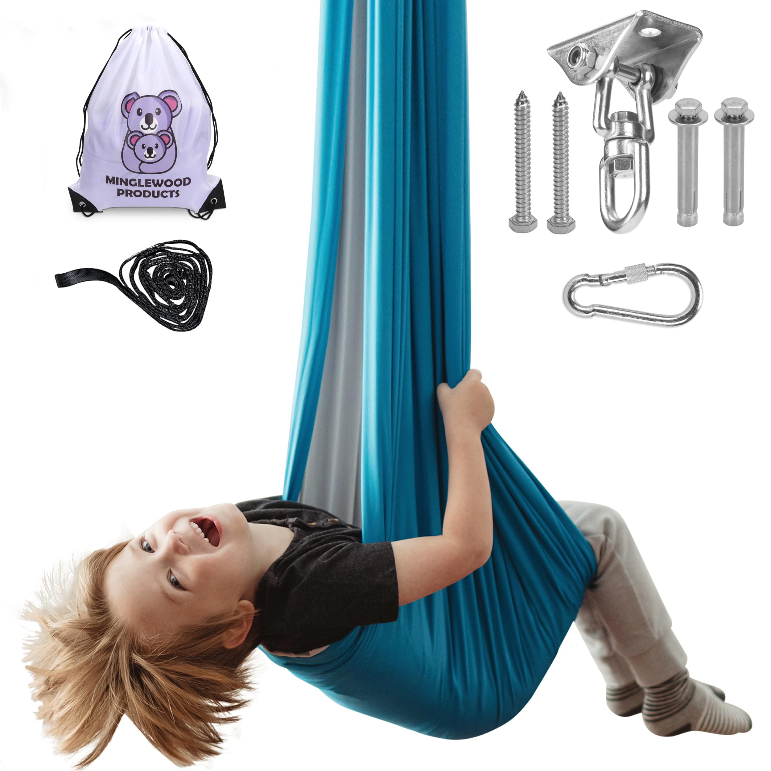 MINGLEWOOD Sensory Swing for Kids – Indoor Swing Set with 360° Swivel Hanger – Cozy & Calming Hammock for Autism, Anxiety, ADHD & Sensory Disorders