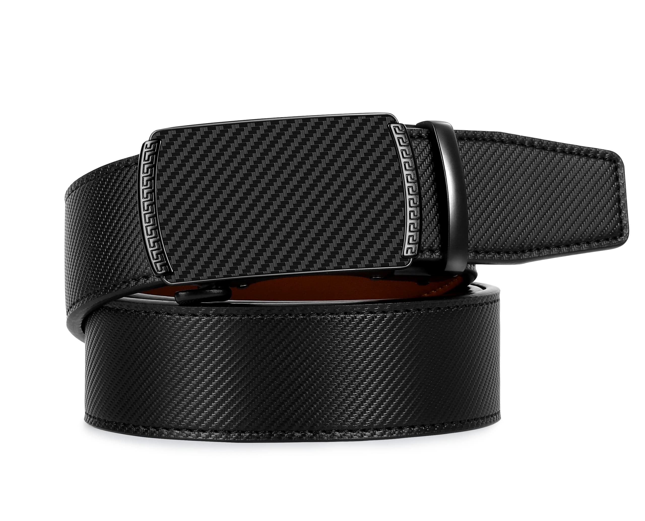 Zitahli Belt Men, Ratchet Belt Dress with 1 3/8" Premium Leather,Slide Belt with Easier Adjustable Automatic Buckle,Trim to Fit Size 30"-36"