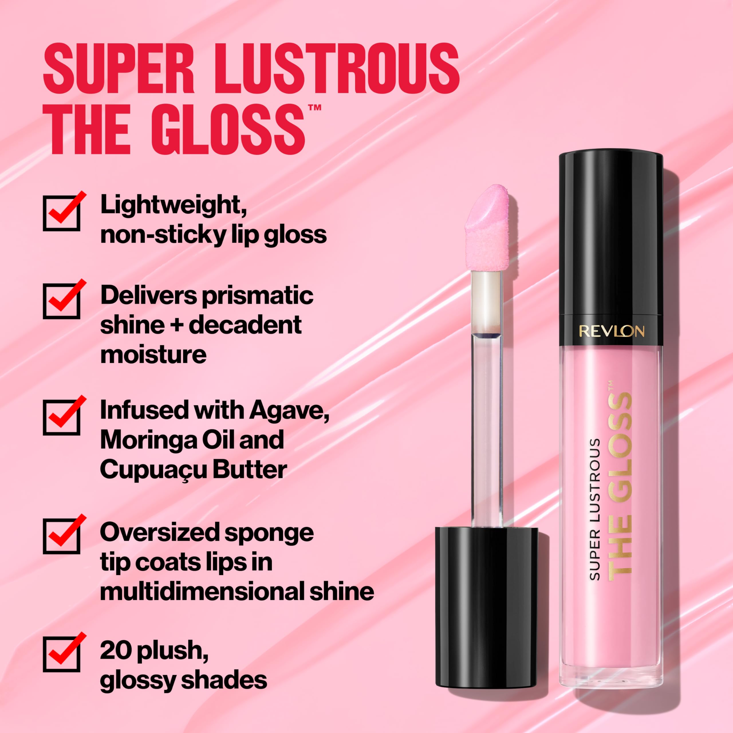 Revlon Super Lustrous Lip Gloss, Non-Sticky, High Shine Finish, 200 Crystal Clear, 0.13 Oz