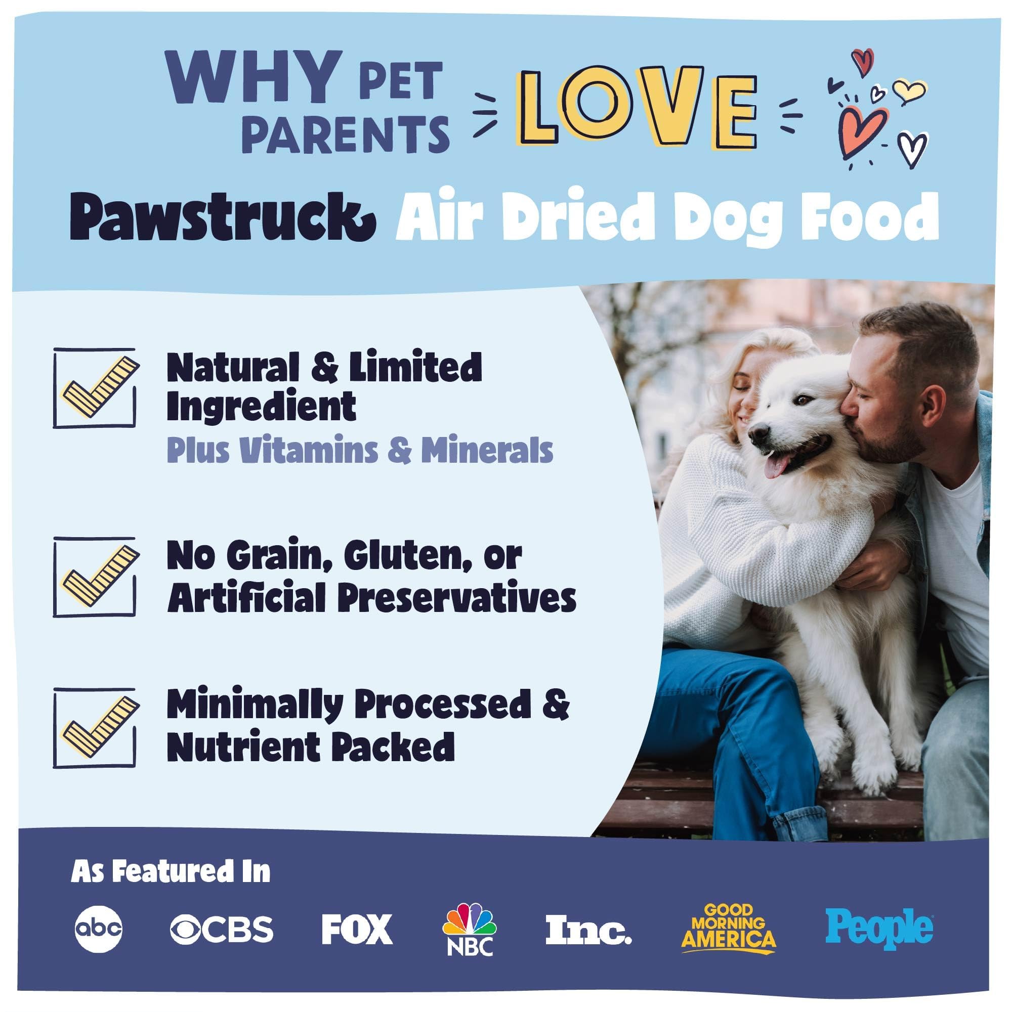 Pawstruck All Natural Air Dried Dog Food w/Real Beef - Grain Free, Made in USA, Non-GMO & Vet Recommended - High Protein Limited Ingredient Wholesome Full-Feed - for All Breeds & Ages - 2lb Bag