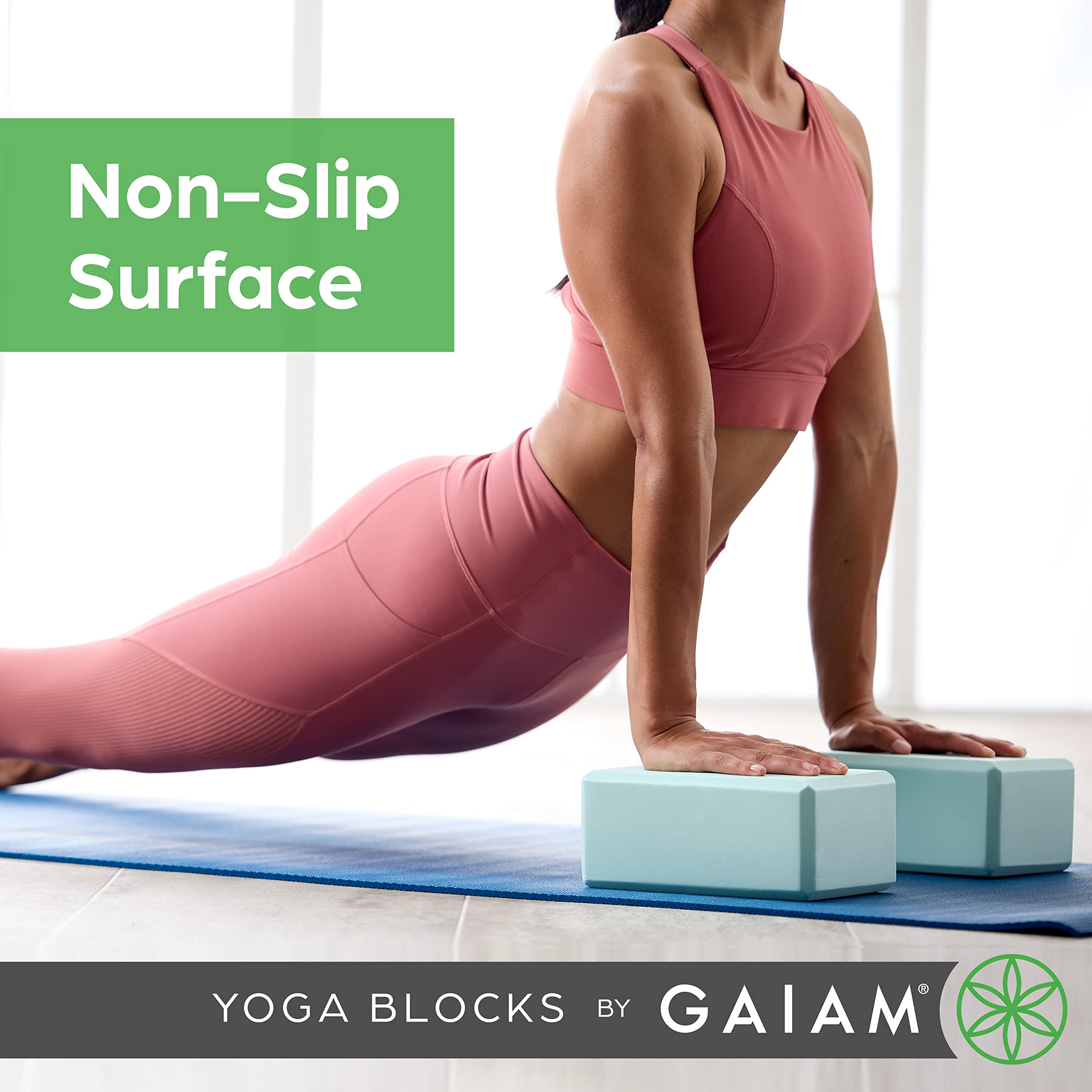 Gaiam Yoga Block - Supportive Latex-Free Eva Foam - Soft Non-Slip Surface With Beveled Edges For Yoga, Pilates, Meditation - Yoga Accessories For Stability, Balance, Deepen Stretches (Teal Tonal)