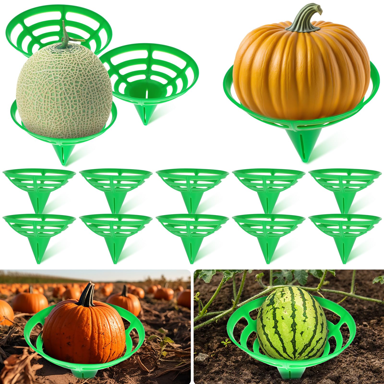 Censen 24 Packs Melon Cradle Pumpkin Support Cantaloupe Squash Watermelon Fruit Holder Set Garden Support Plant Trellis for Pumpkin Honeydew Gourds Plant Growing, Holds up to 8lbs