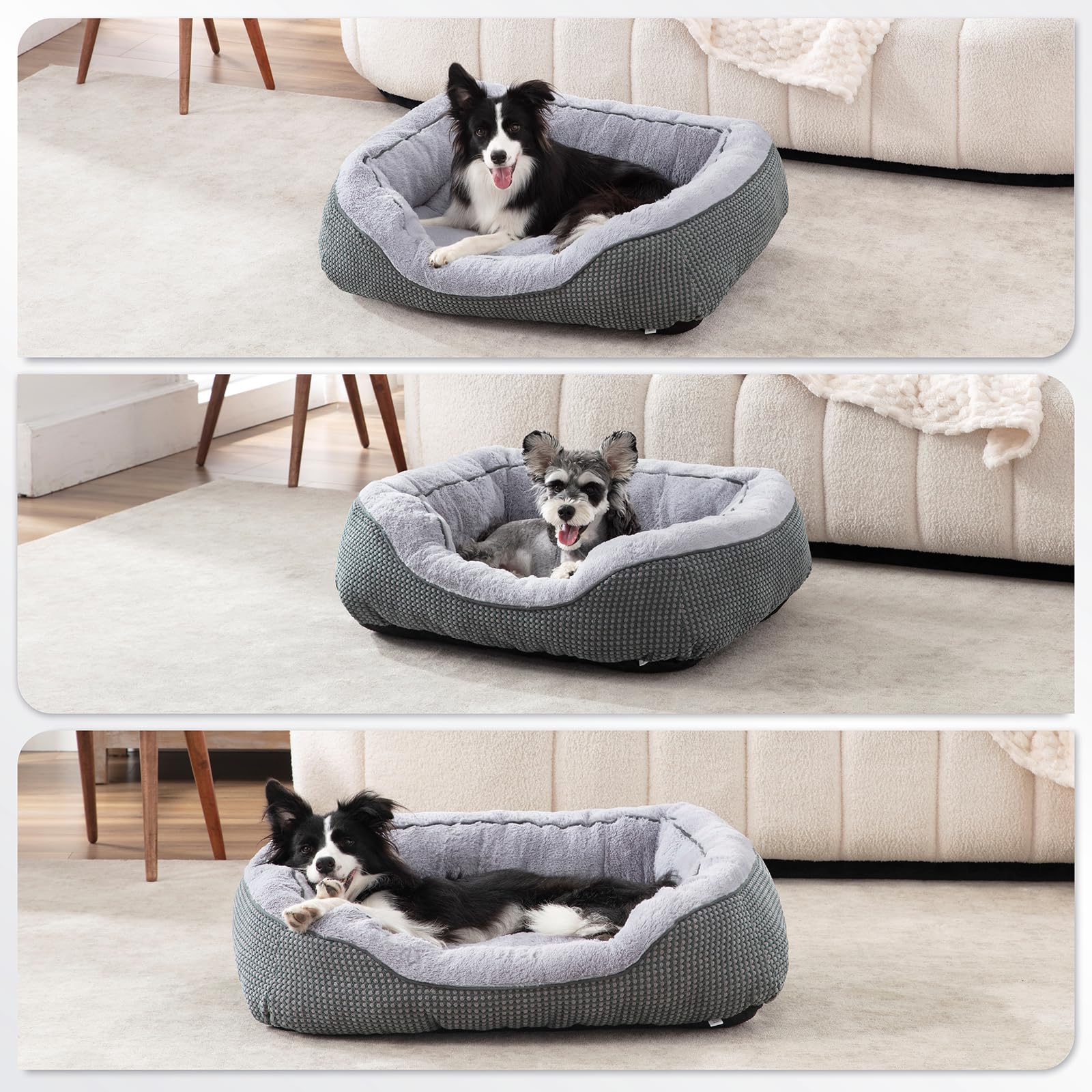 INVENHO Medium Dog Beds for Medium Dogs Washable, Rectangle Dog Bed Medium Size Dog, Orthopedic Dog Bed, Warming Soft Calming Sleeping Puppy Bed Durable Pet Bed with Anti-Slip Bottom M(30"x24"x9")