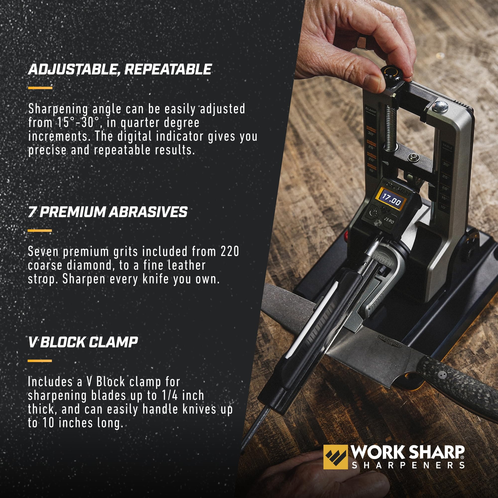 Work Sharp Professional Precision Adjust Knife Sharpener Tool, complete angle adjustable knife sharpening system