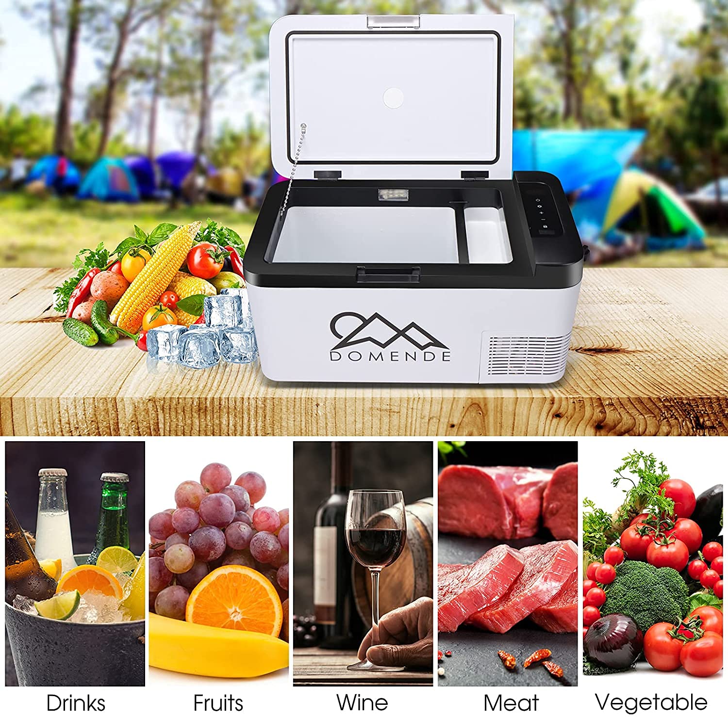 Domende 12 volt Refrigerator Portable Freezer Fridge Electric Cooler (-4℉-68℉) with 12/24V DC & 110V AC Cord for Car, RV, Truck, Van, Boat for Camping, Travel, Fishing Outdoor…