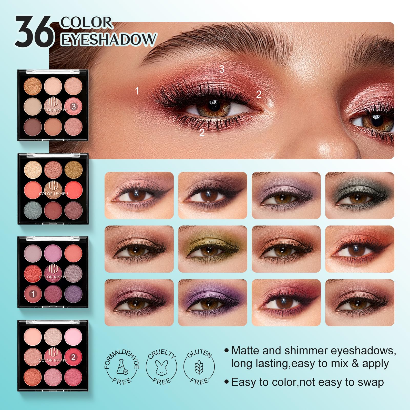 Color Nymph All In One Makeup Kit Comestics Gifts for Girls Teens, Travel Makeup Set 4 Trays Train Case for Beginner Includes Eyeshadow Highlighter Lipgloss Blush Concealer Brush Eyeliner Lipbalm