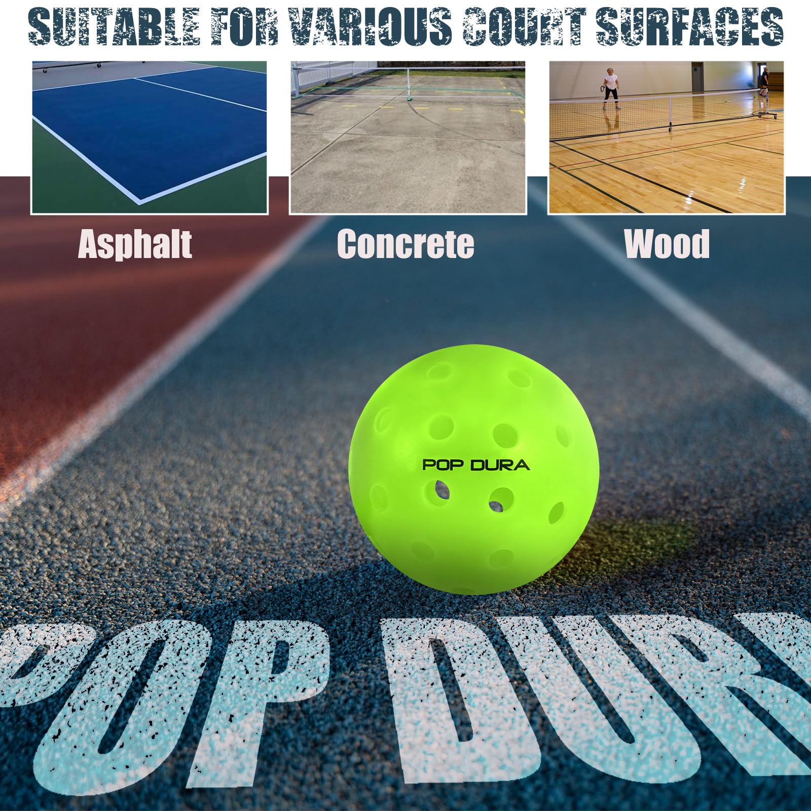 insum POP DURA,POP FAST 4Pack & 12 Pack Pickleballs Balls, High Performance Outdoor Pickleballs | USAPA Approved Tournament Play | Rotational Molded Durable Tech