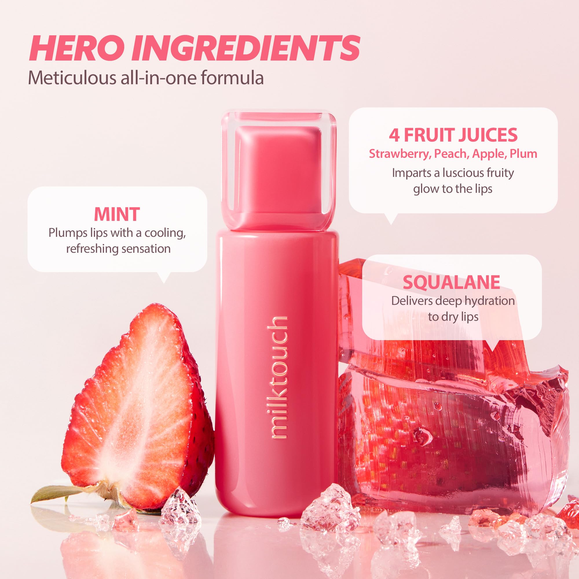 MILKTOUCH Jelly Fit Tinted Glow Tint | Stocking Stuffer | Viral Korean Lip Oil | Hydrating, Long-Lasting Tinted Lip Oil | Radiant Shine, Lightweight, Cruelty-Free | Holiday Gift (03 Cool Time Berry)