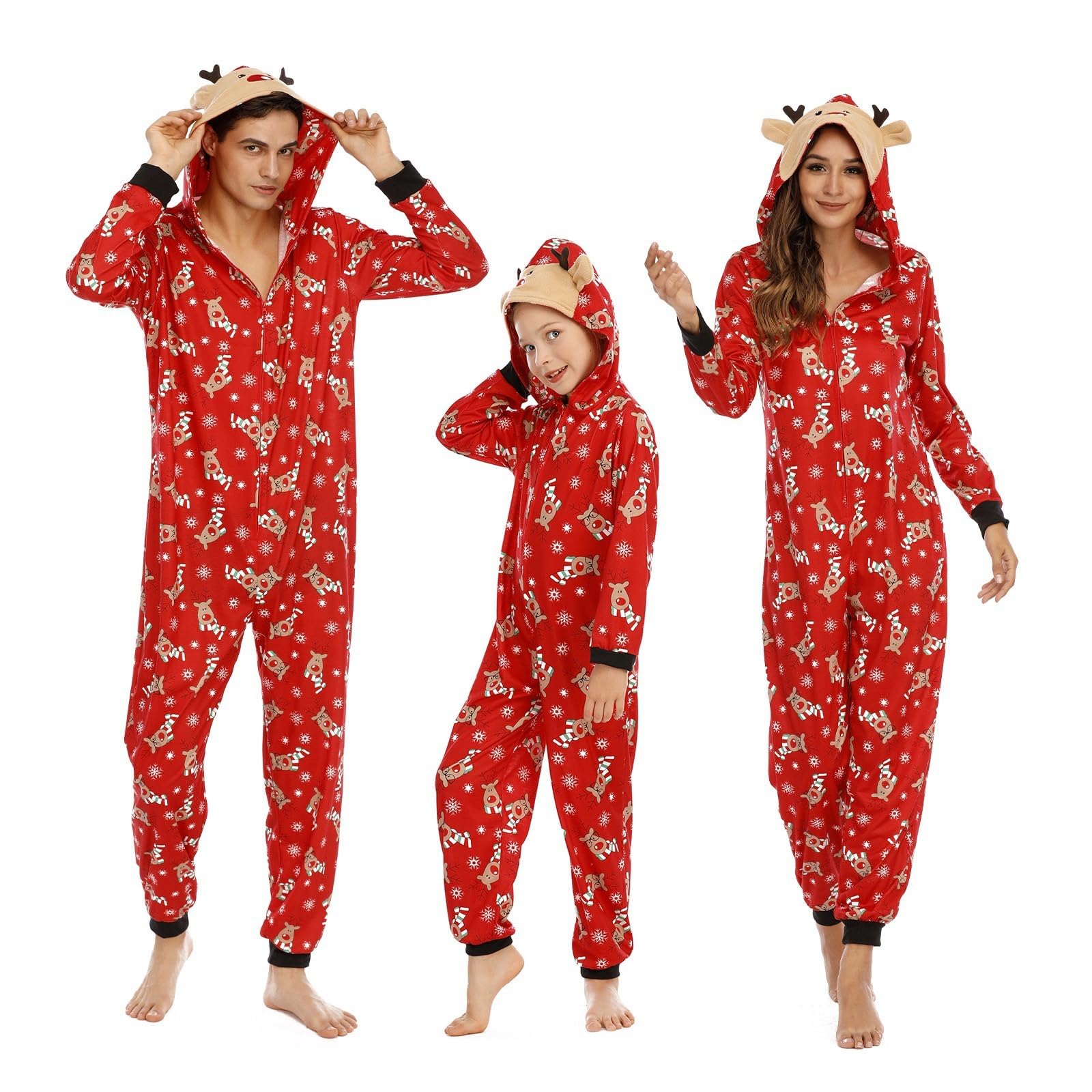 NIBESSER Family Christmas Pajamas Matching Sets Funny Christmas Pjs for Couples Holiday Long Sleeve Xmas Sleepwear Sets