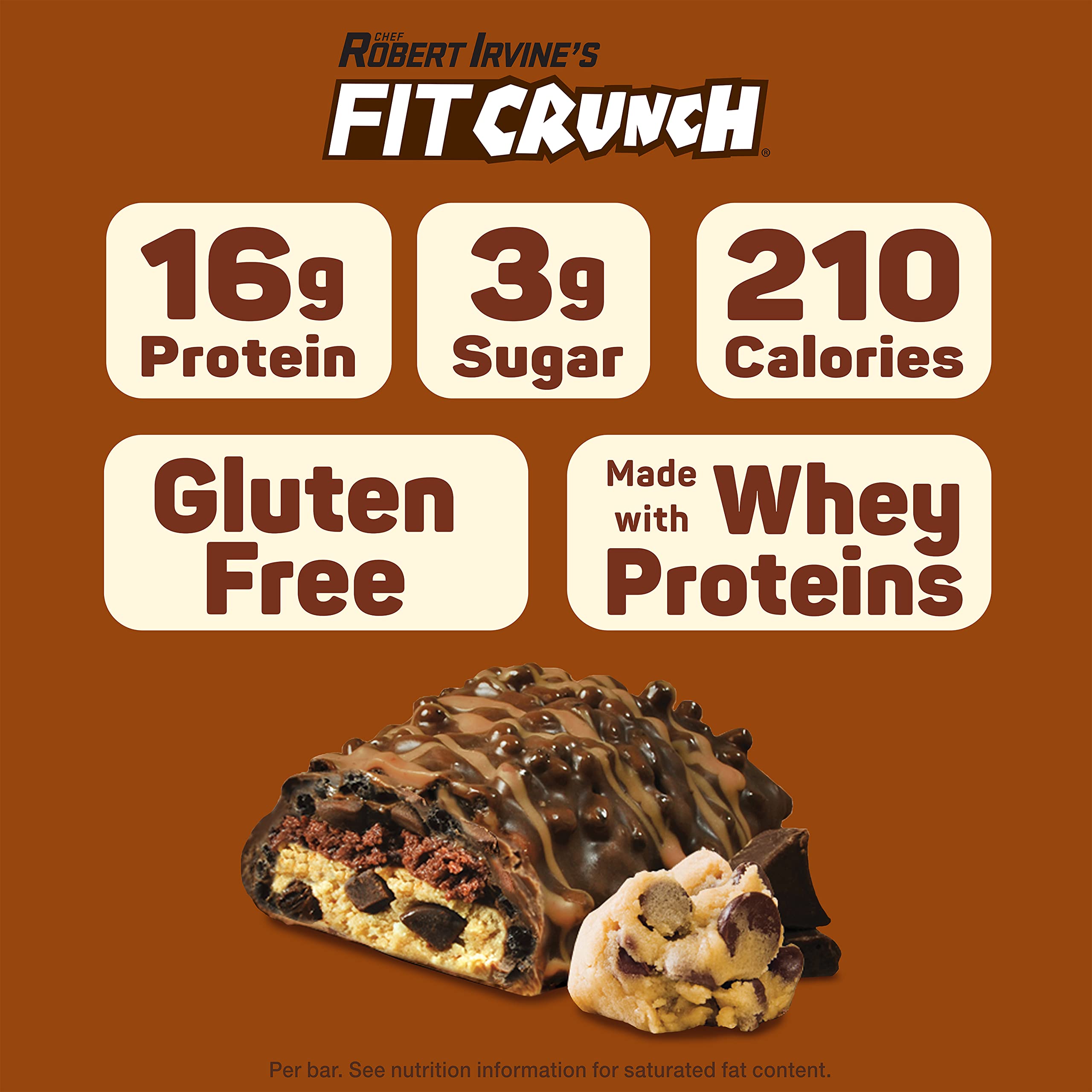 FITCRUNCH Snack Size Protein Bars, 6-Layer Baked Bar, 3g of Sugar & Soft Cake Core (18 Bars, Chocolate Chip Cookie Dough)